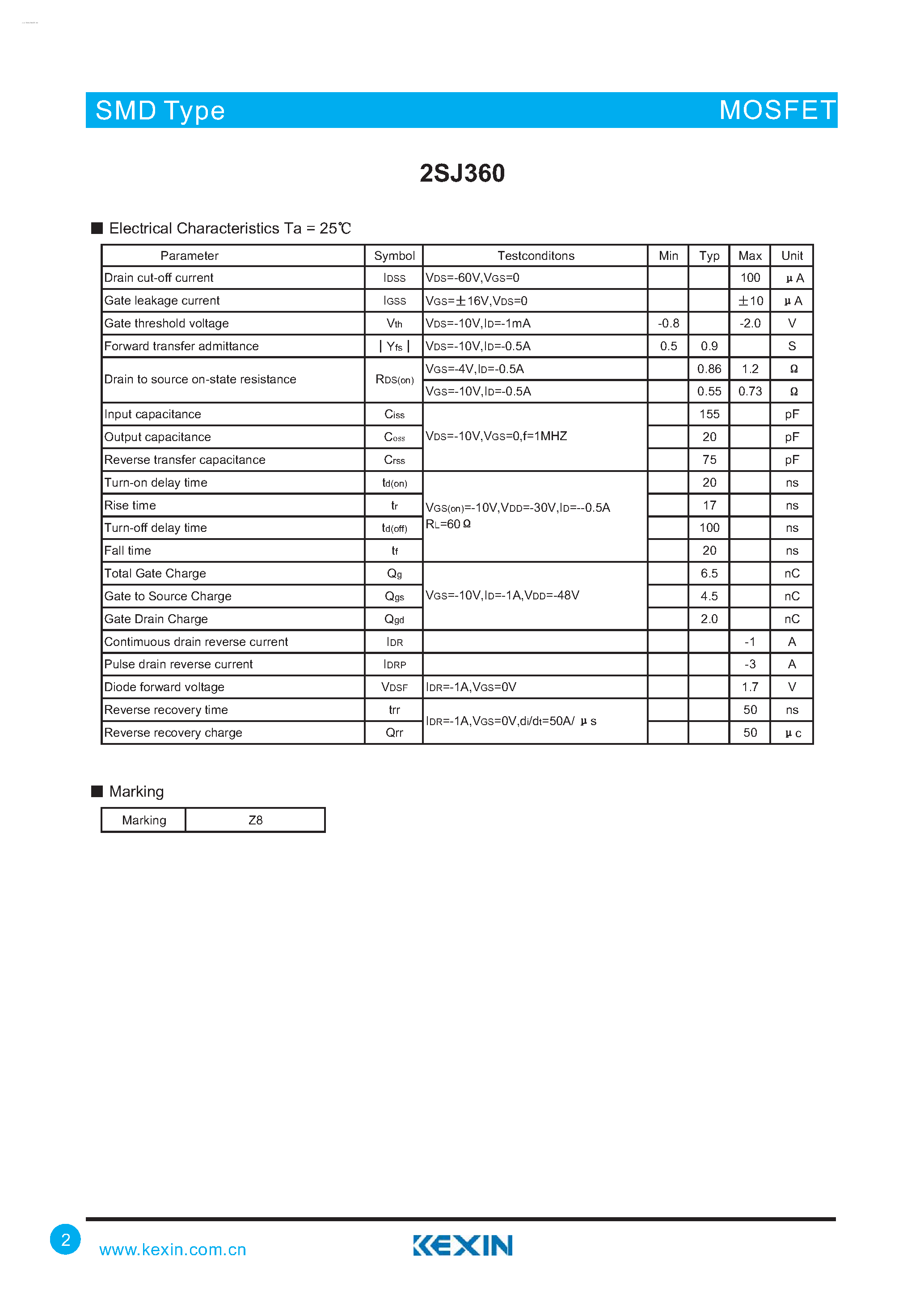 Datasheet 2SJ360 - MOS Field Effect Transistors page 2