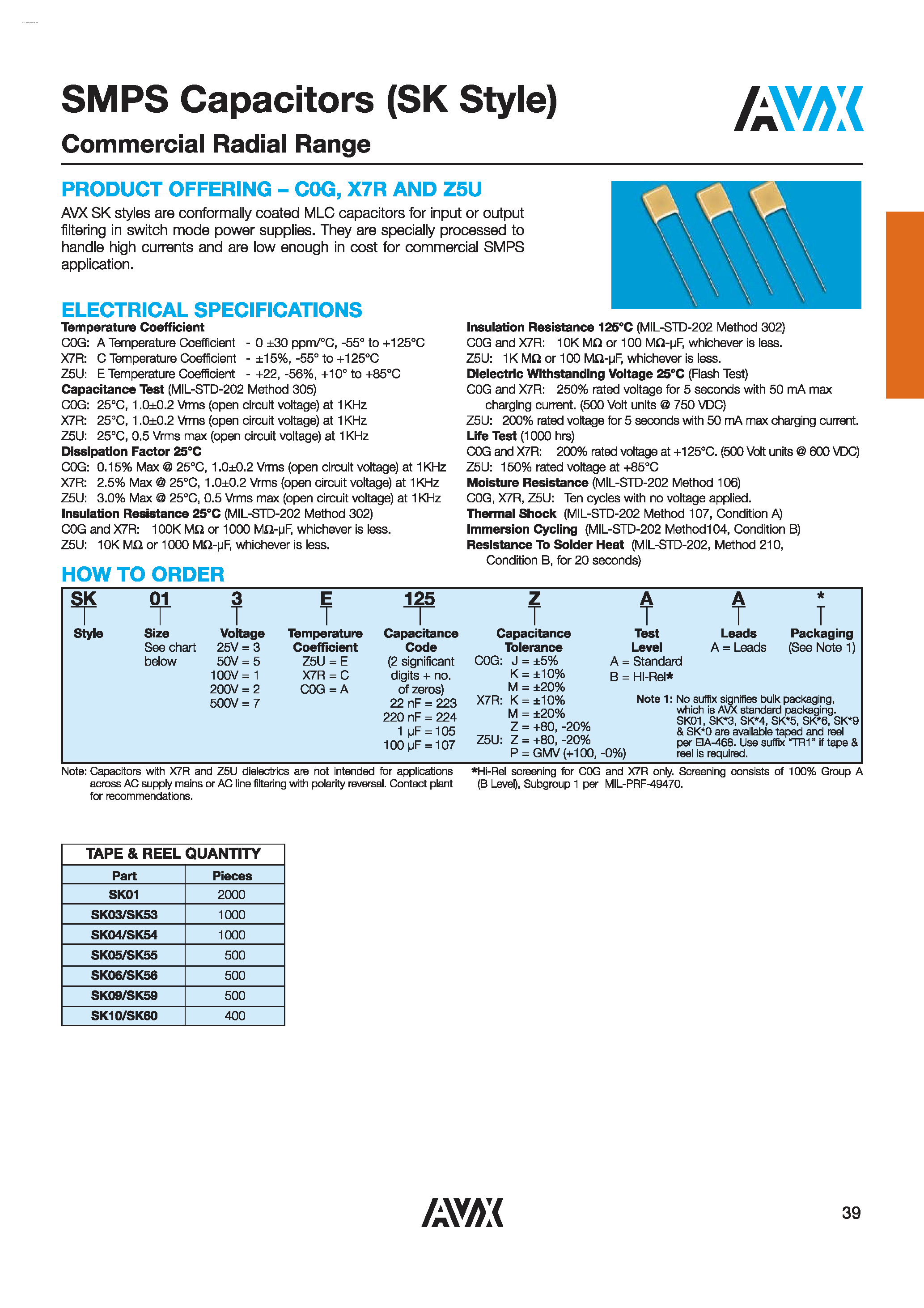 Datasheet SK011AxxxxxA - SMPS Capacitors page 1