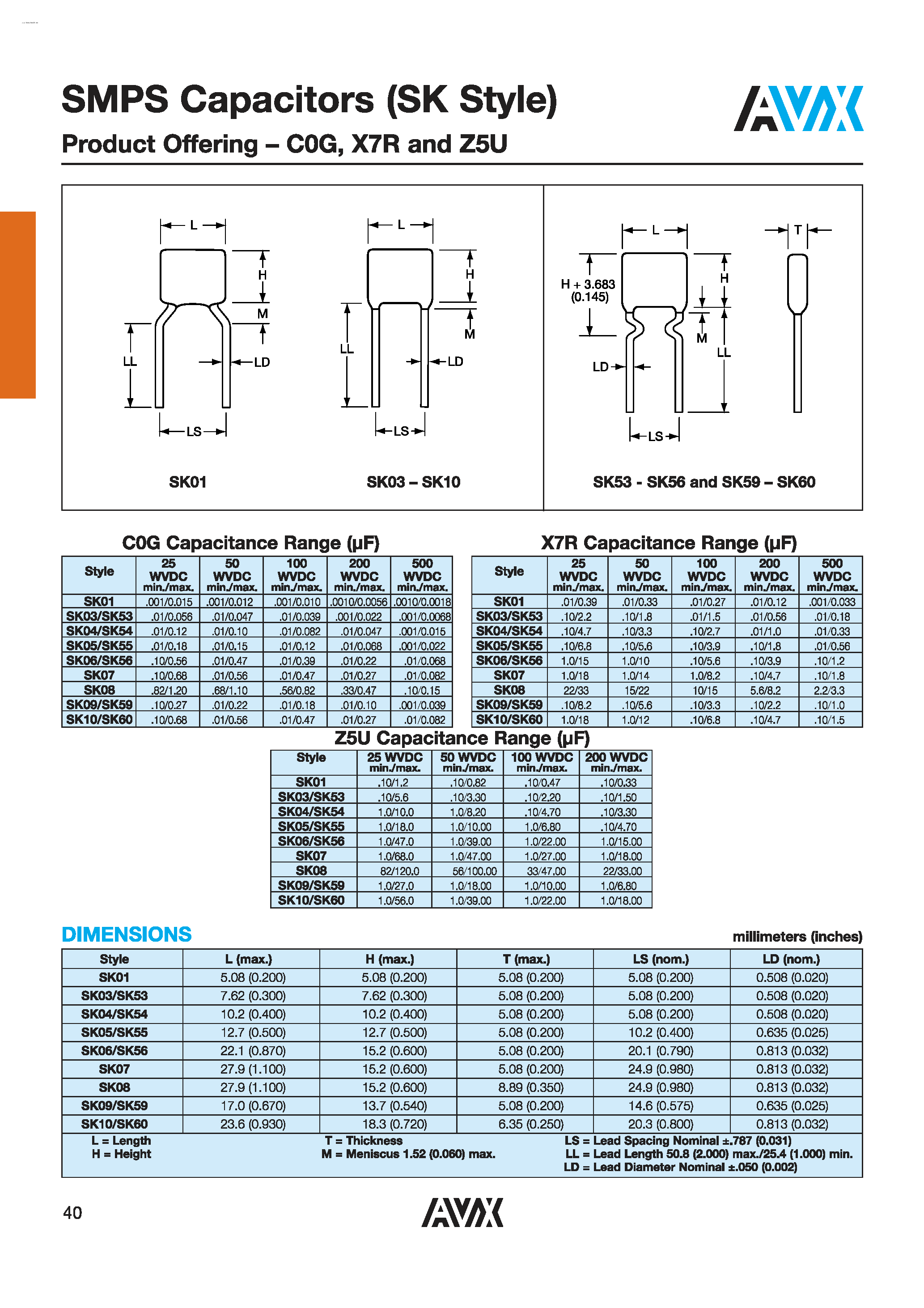 Datasheet SK011AxxxxxA - SMPS Capacitors page 2