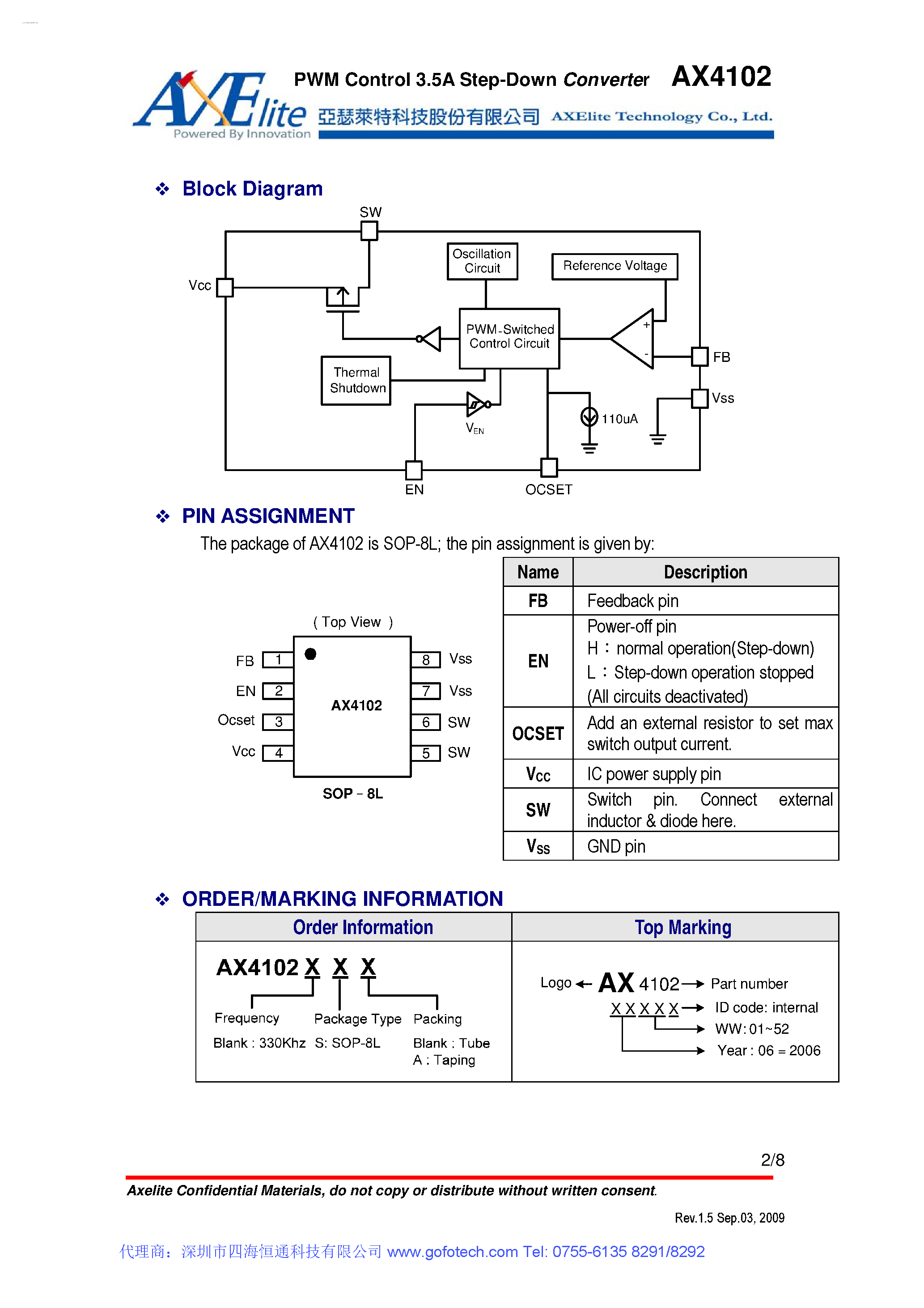 Datasheet AX4102 page 2 Datasheet AX4102 - PWM Control 3.5A Step-Down Converter page 2