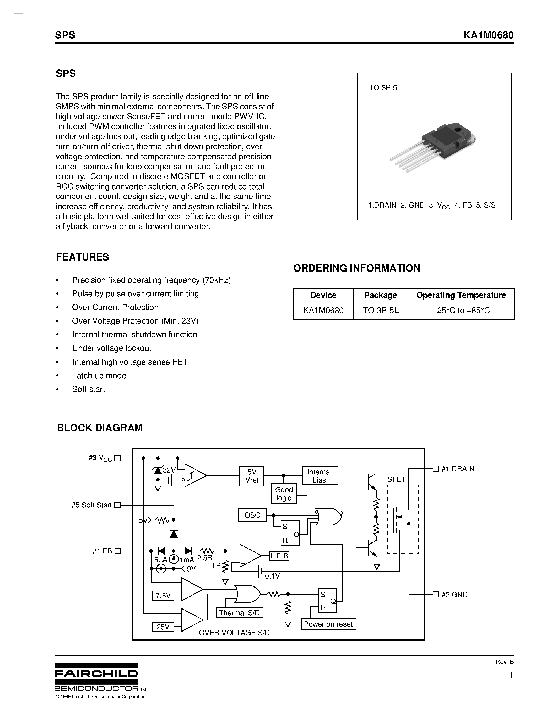 Datasheet KA1M0680 - SMART POWER SWITCH page 1