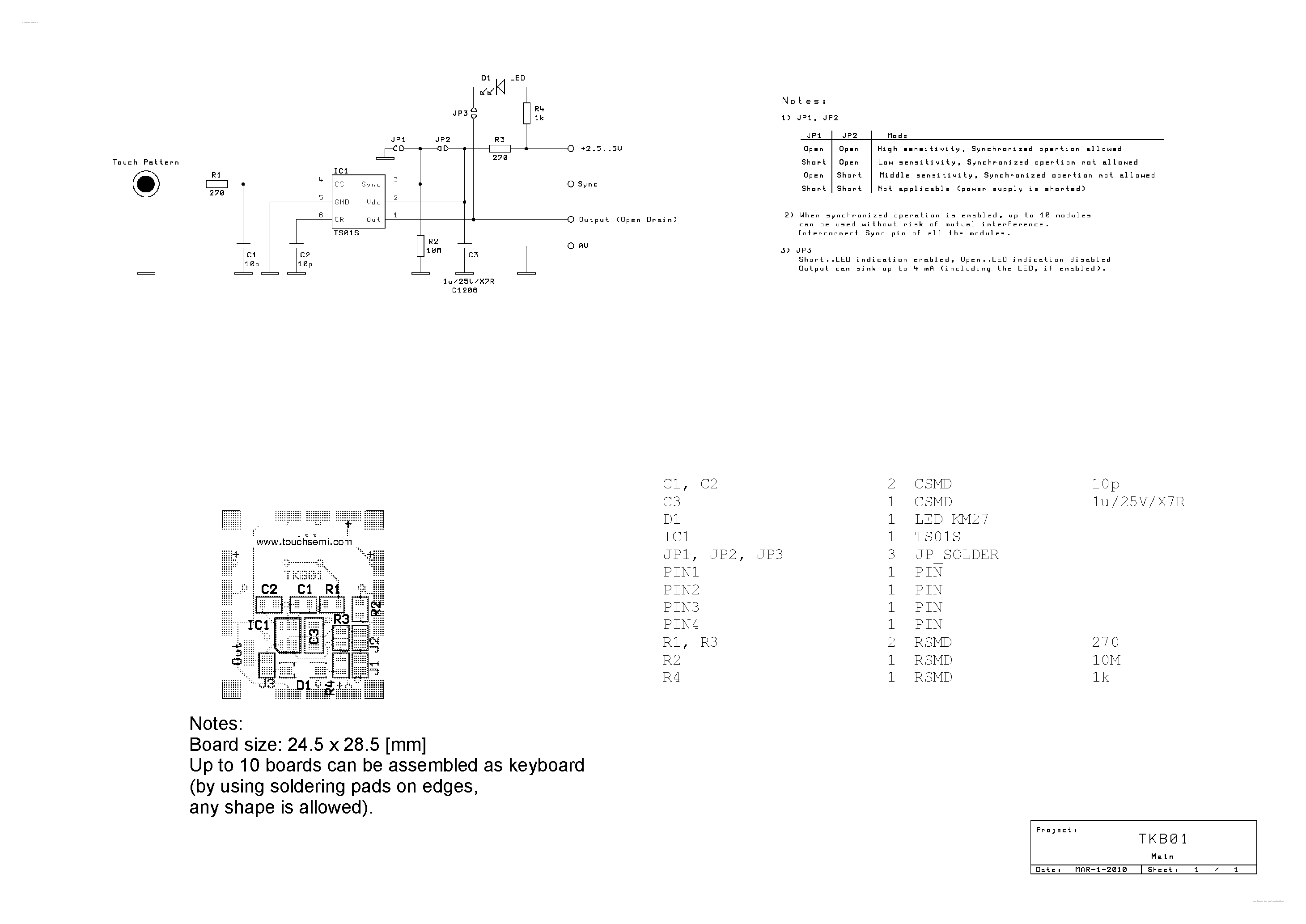 Datasheet TKB01 page 2 Datasheet TKB01 - 1-CH Touch Sensor Board page 2
