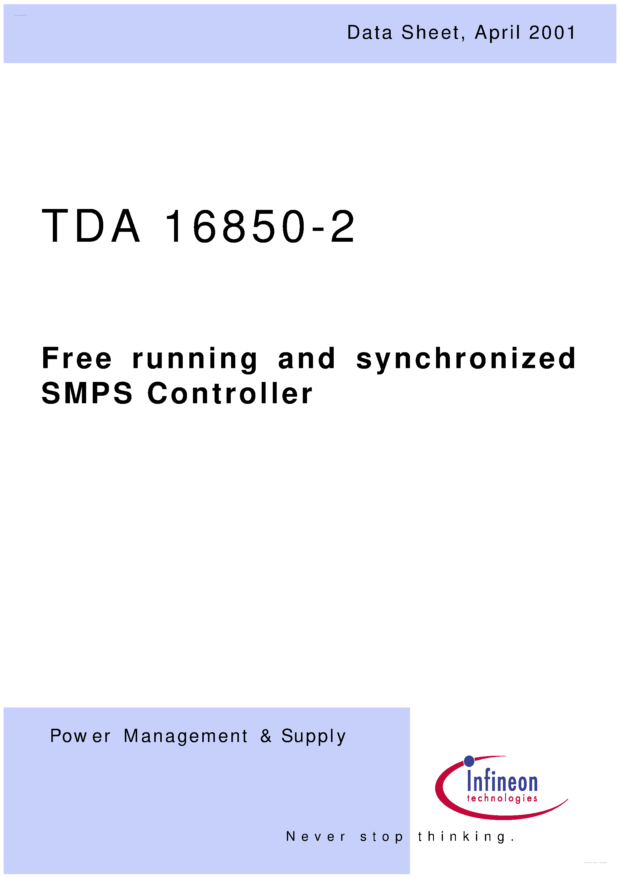 Даташит TDA16850-2 - Free running and synchronized SMPS Controller страница 1