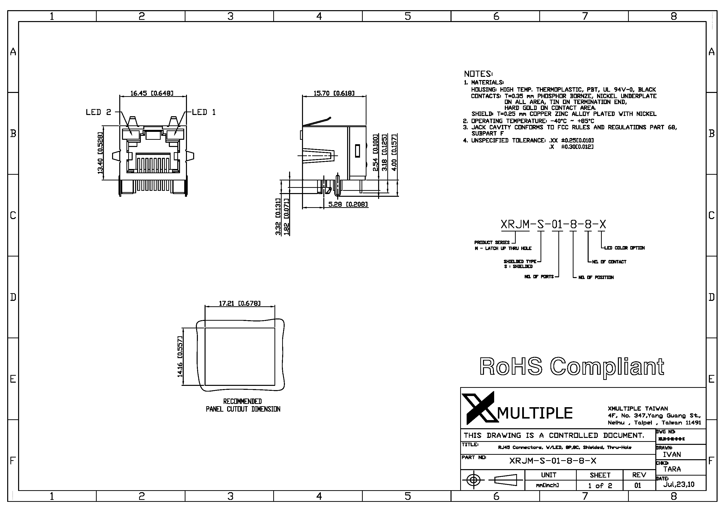 Даташит на микросхему XRJM-S-01-8-8-x страница 1 Даташит XRJM-S-01-8-8-x - Connector страница 1