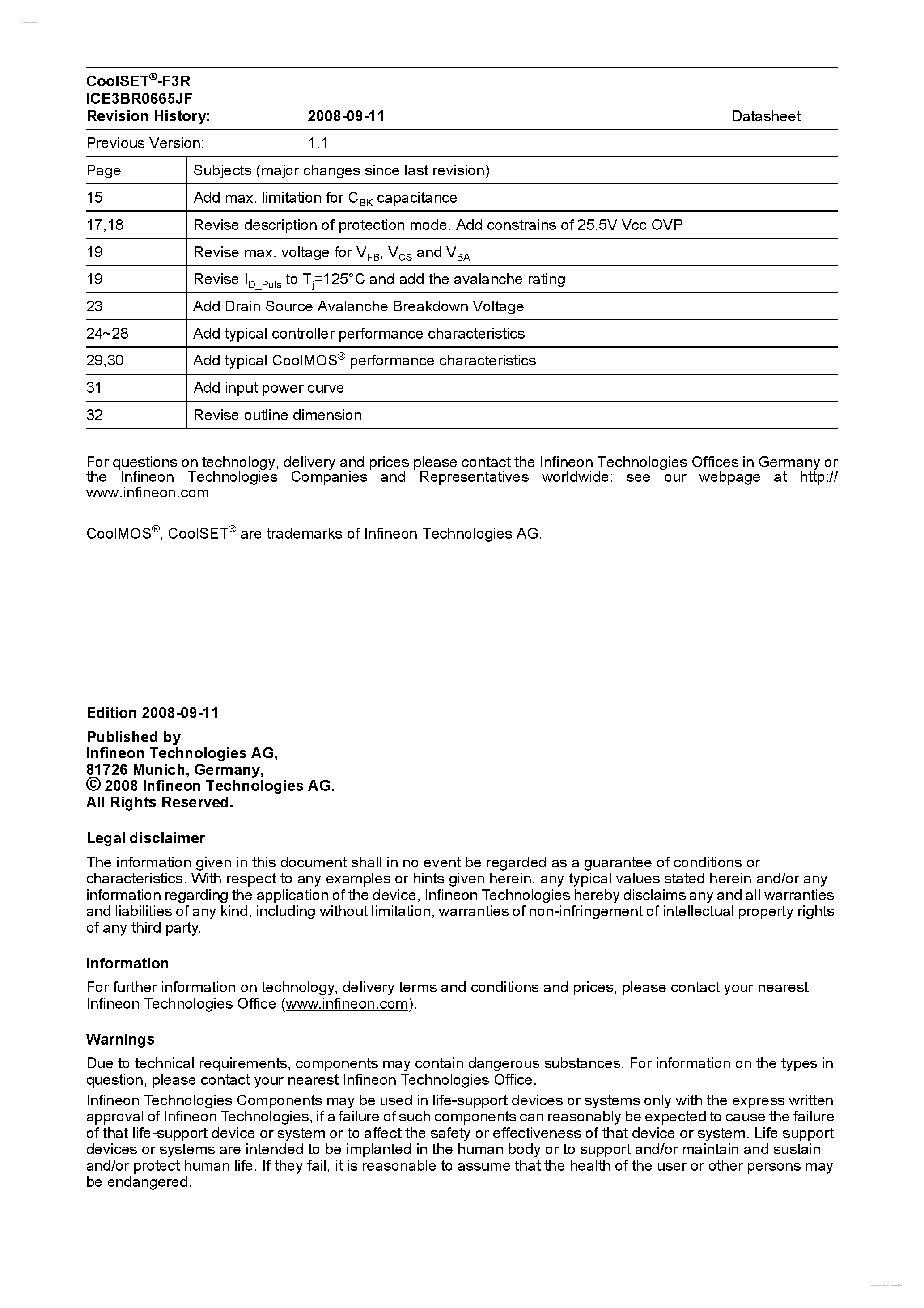 Datasheet ICE3BR0665JF - Off-Line SMPS Current Mode Controller page 2