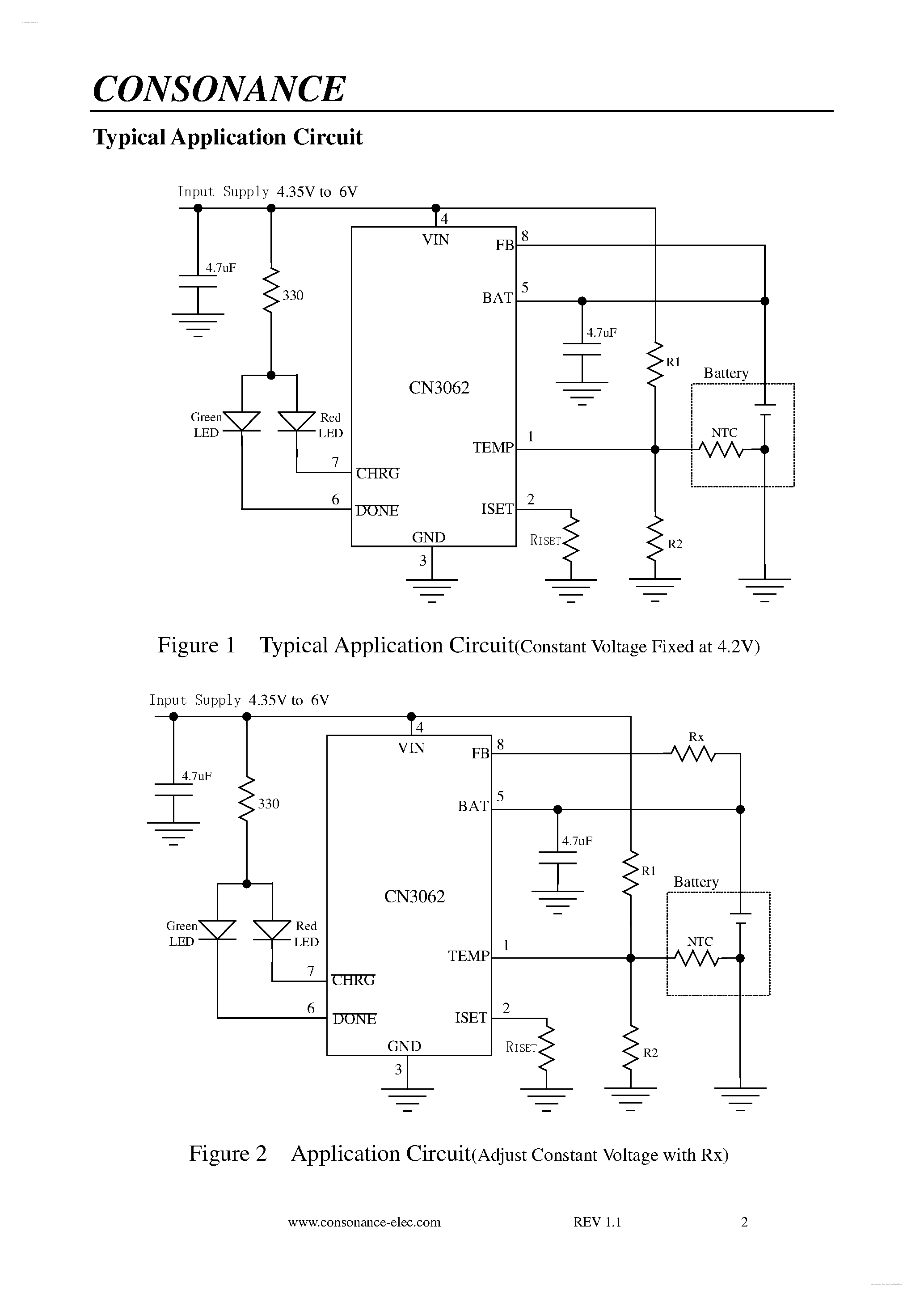 Datasheet CN3062 - 600mA USB-Compatible Lithium Battery Charger page 2