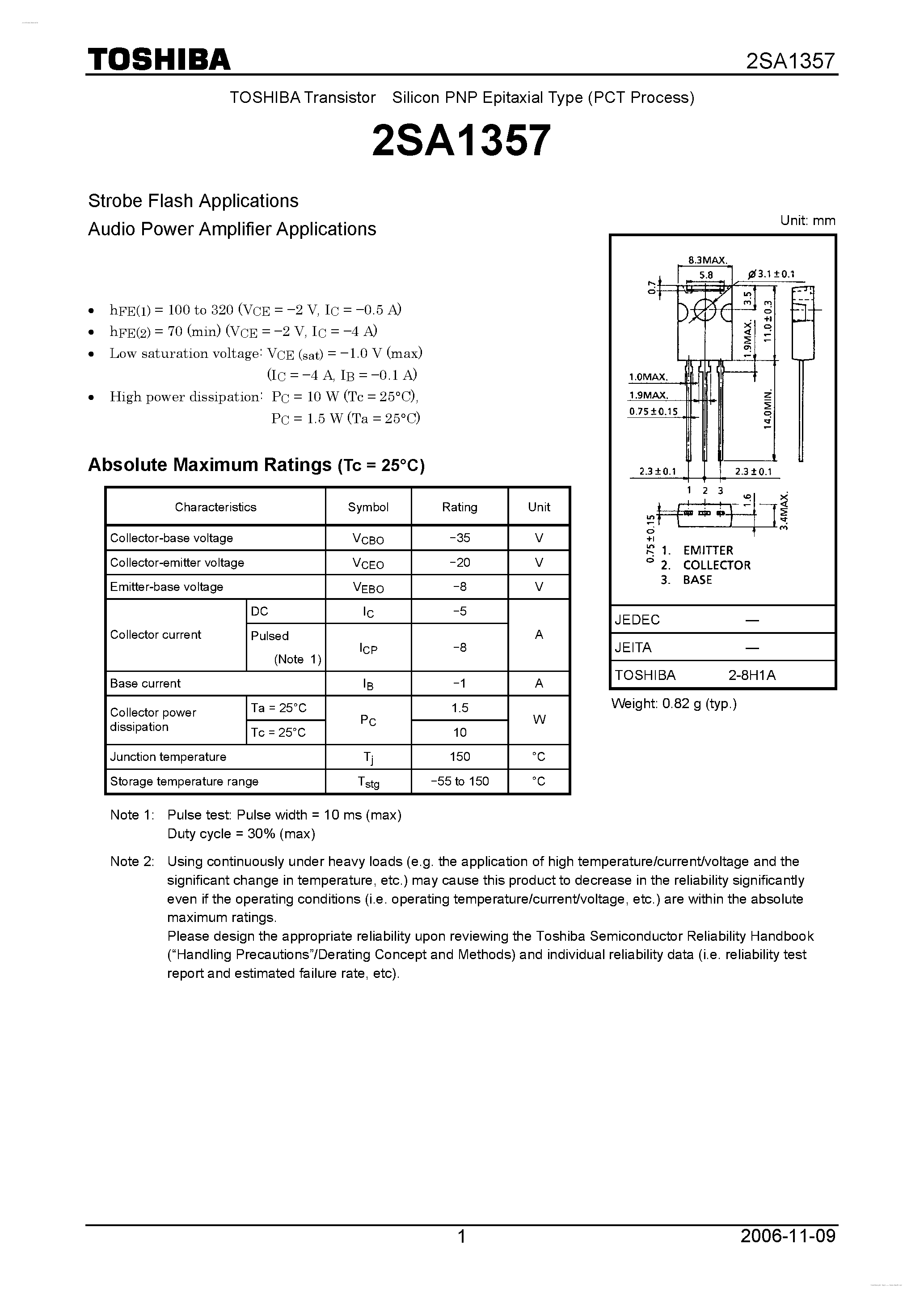 Даташит на микросхему A1357 страница 1 Даташит A1357 - Search -----> 2SA1357 страница 1