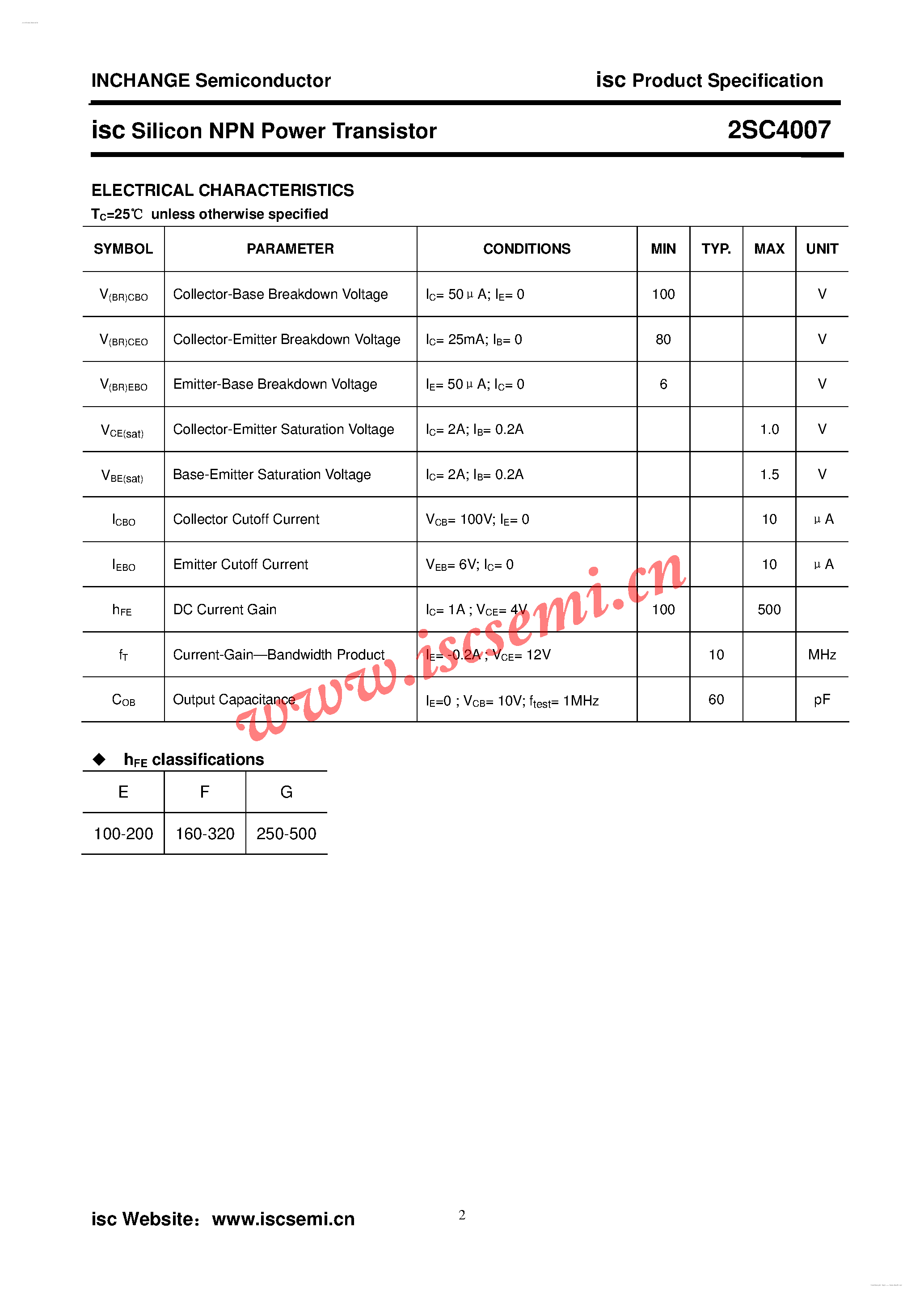 Даташит C4007 - Search -----> 2SC4007 страница 2