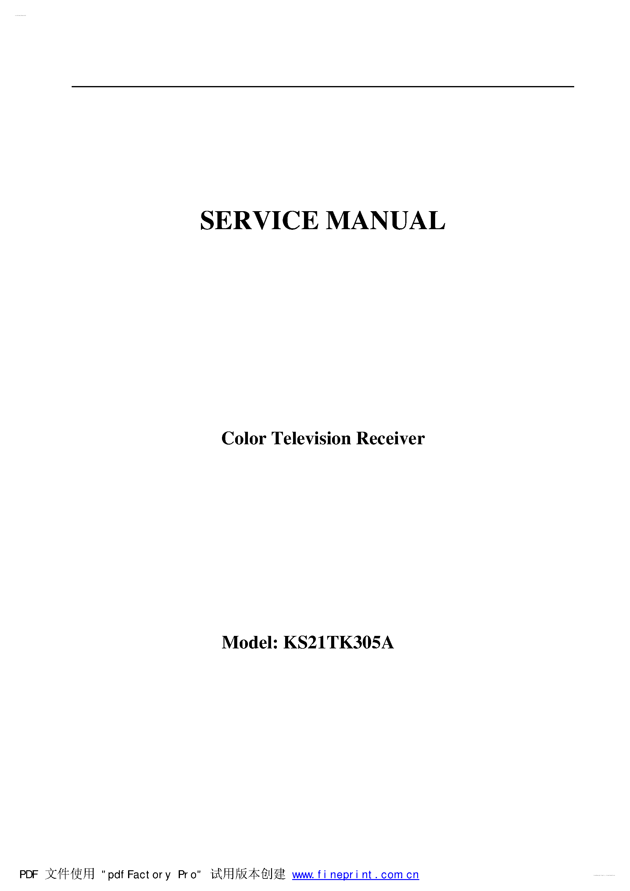 Даташит KS21TK305A - Color TV Receiver страница 1