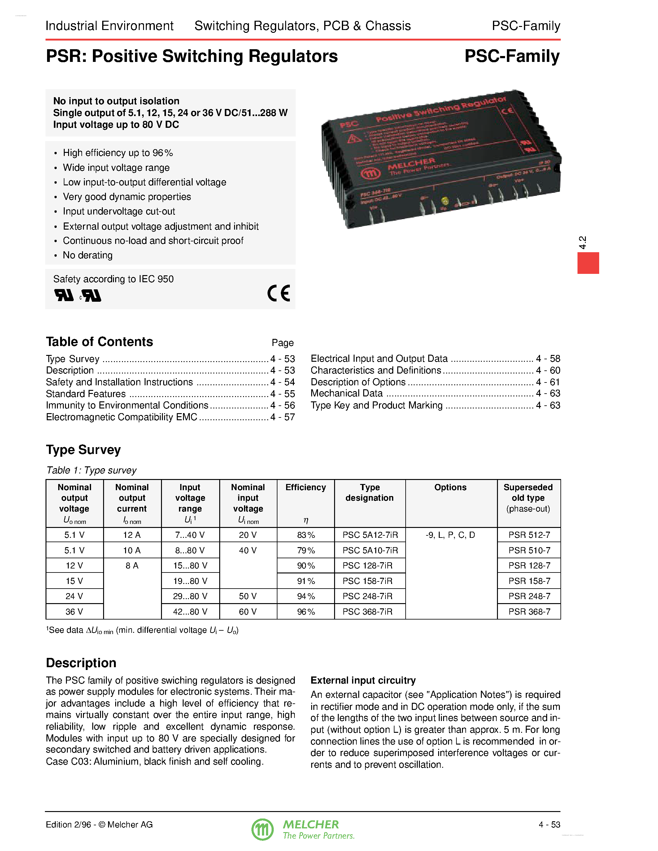 Datasheet PSC128-7iR page 1 Datasheet PSC128-7iR - Positive Switching Regulators page 1