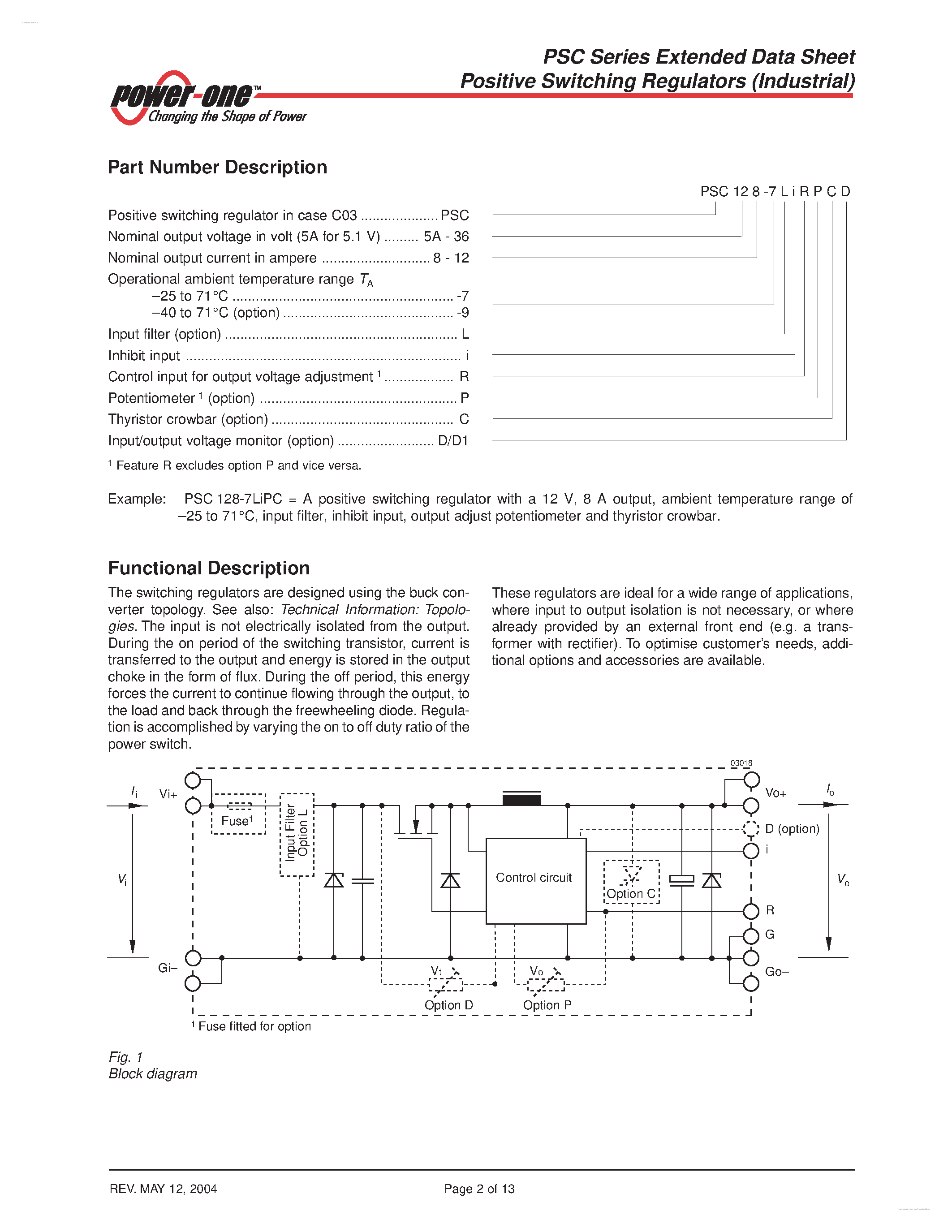 Datasheet PSC128-7iR page 2 Datasheet PSC128-7iR - Positive Switching Regulators page 2