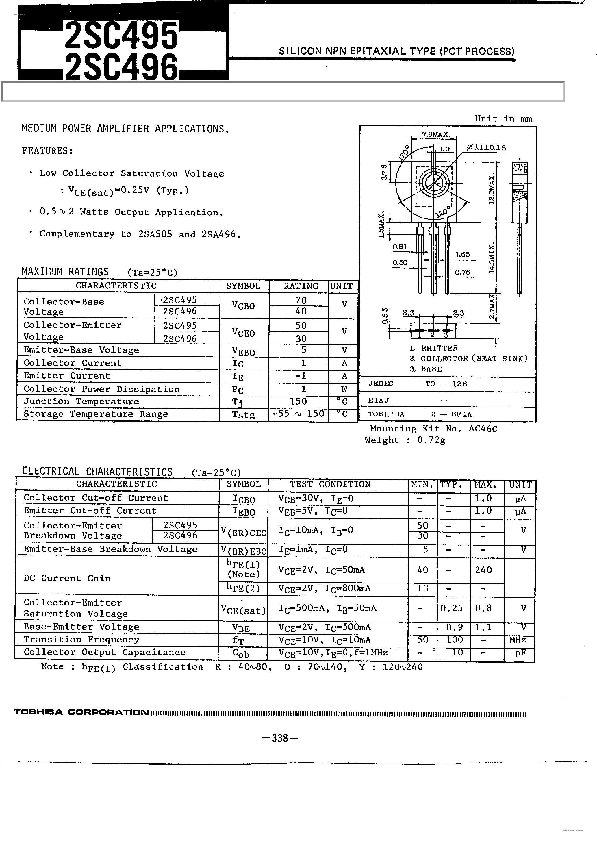 Datasheet C495 - Search -----> 2SC495 page 1