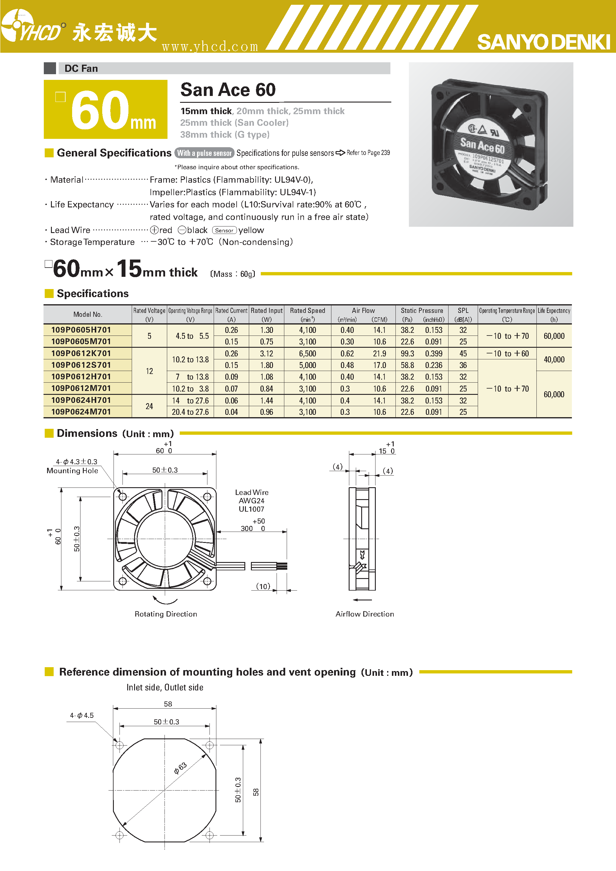Datasheet 109P0605H701 - DC Fan page 1