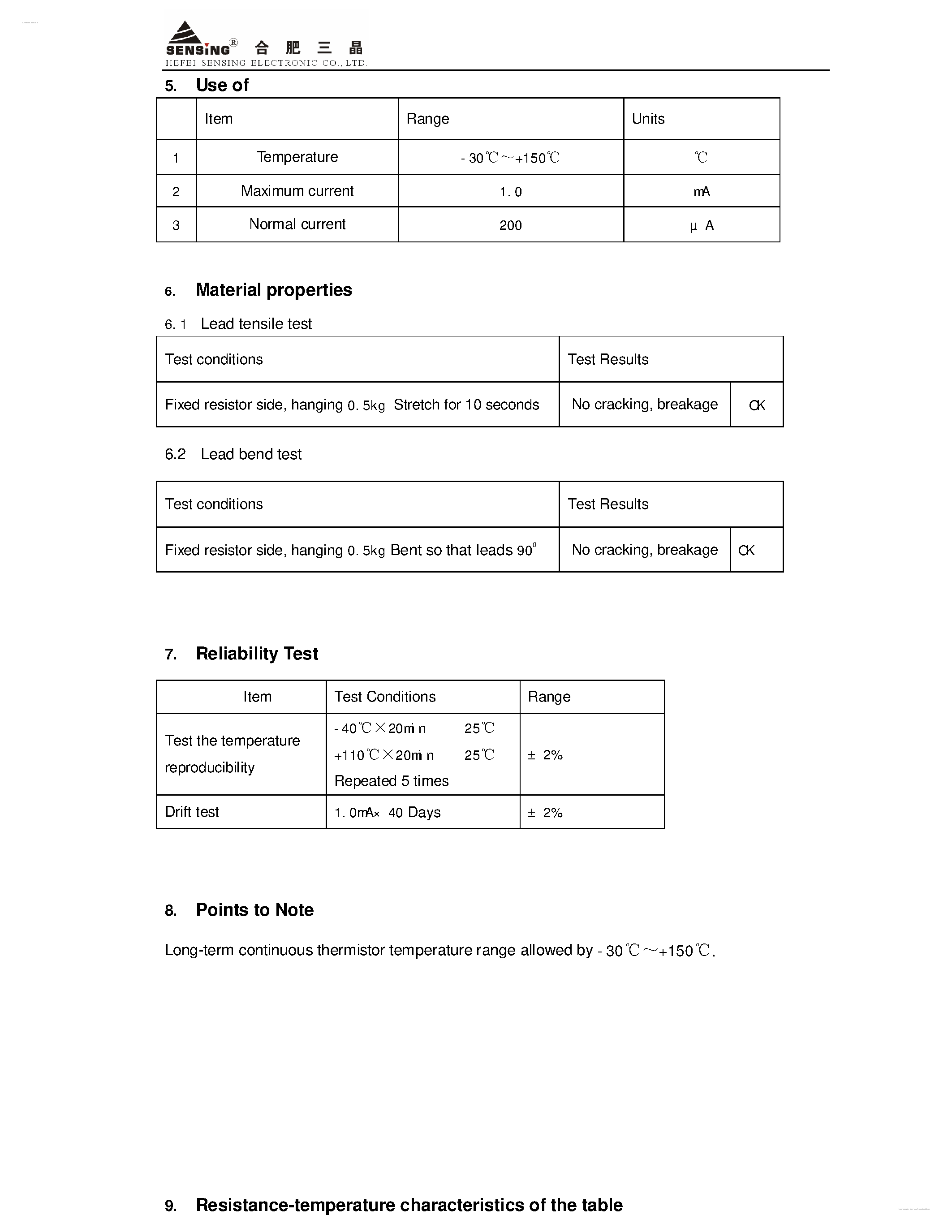 Datasheet MF5A-3 - NTC thermistor page 2