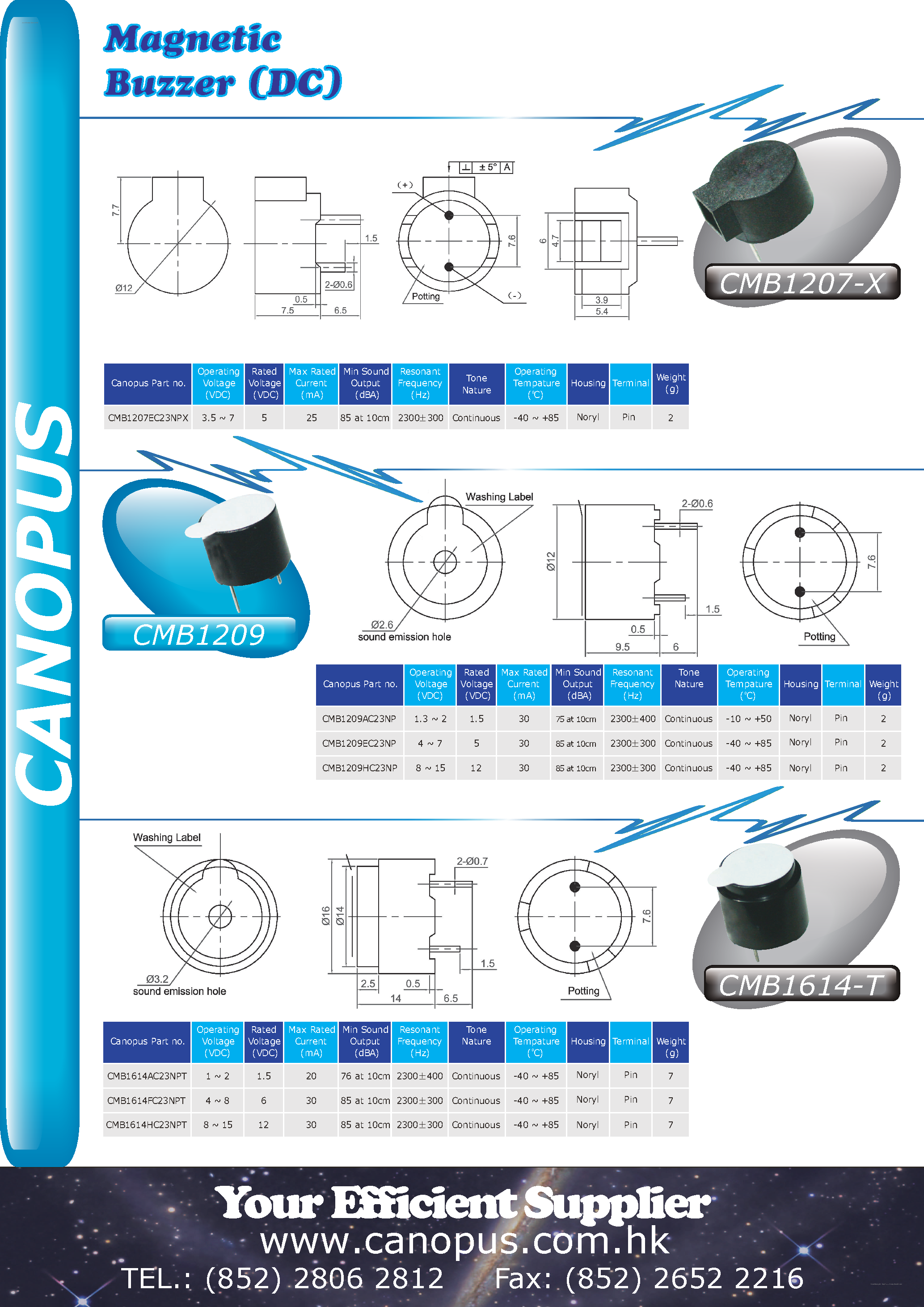 Datasheet CMB1207-X page 1 Datasheet CMB1207-X - Magnetic Buzzer page 1