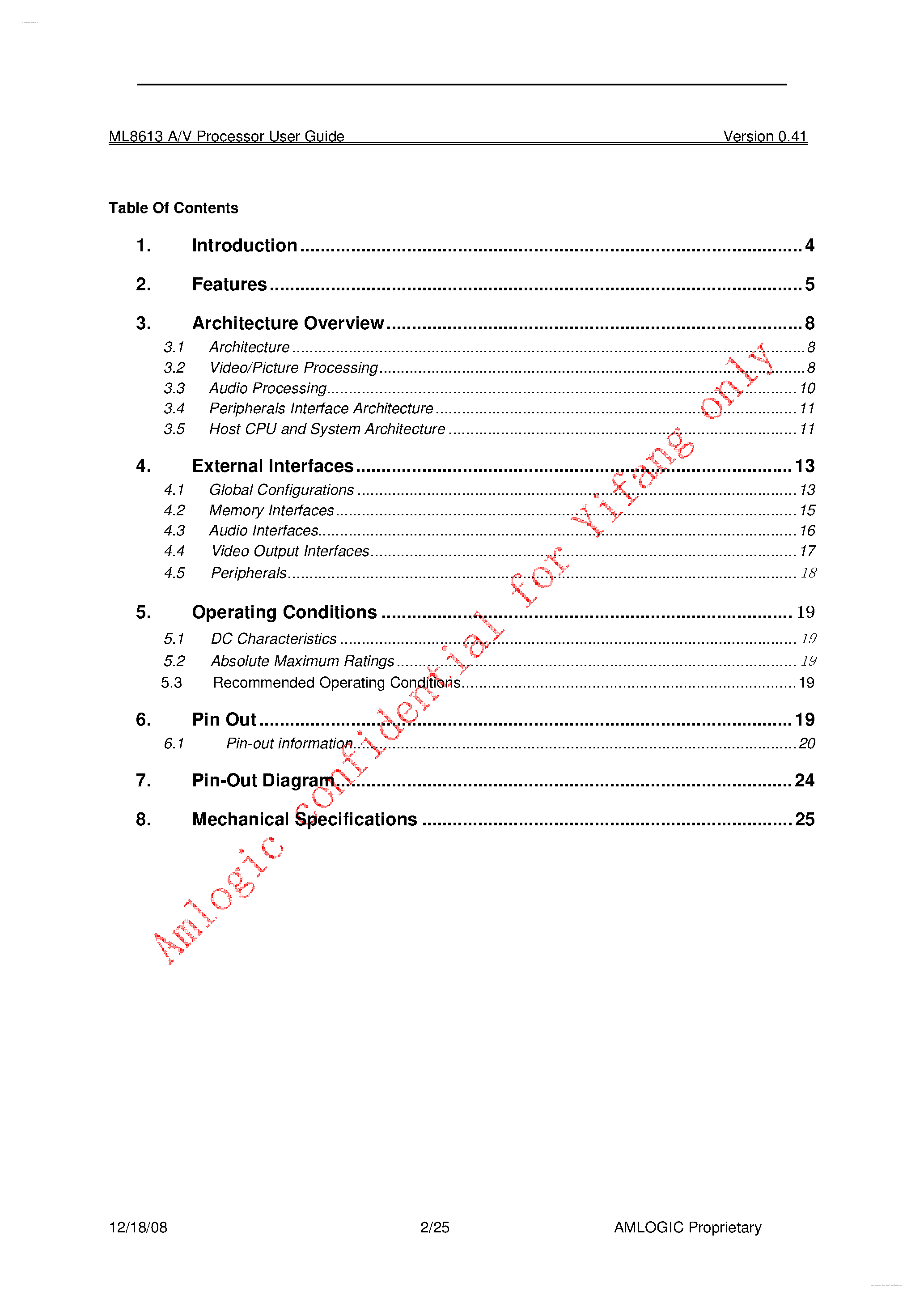 Datasheet AML8613 - A/V Processor User Guide page 2