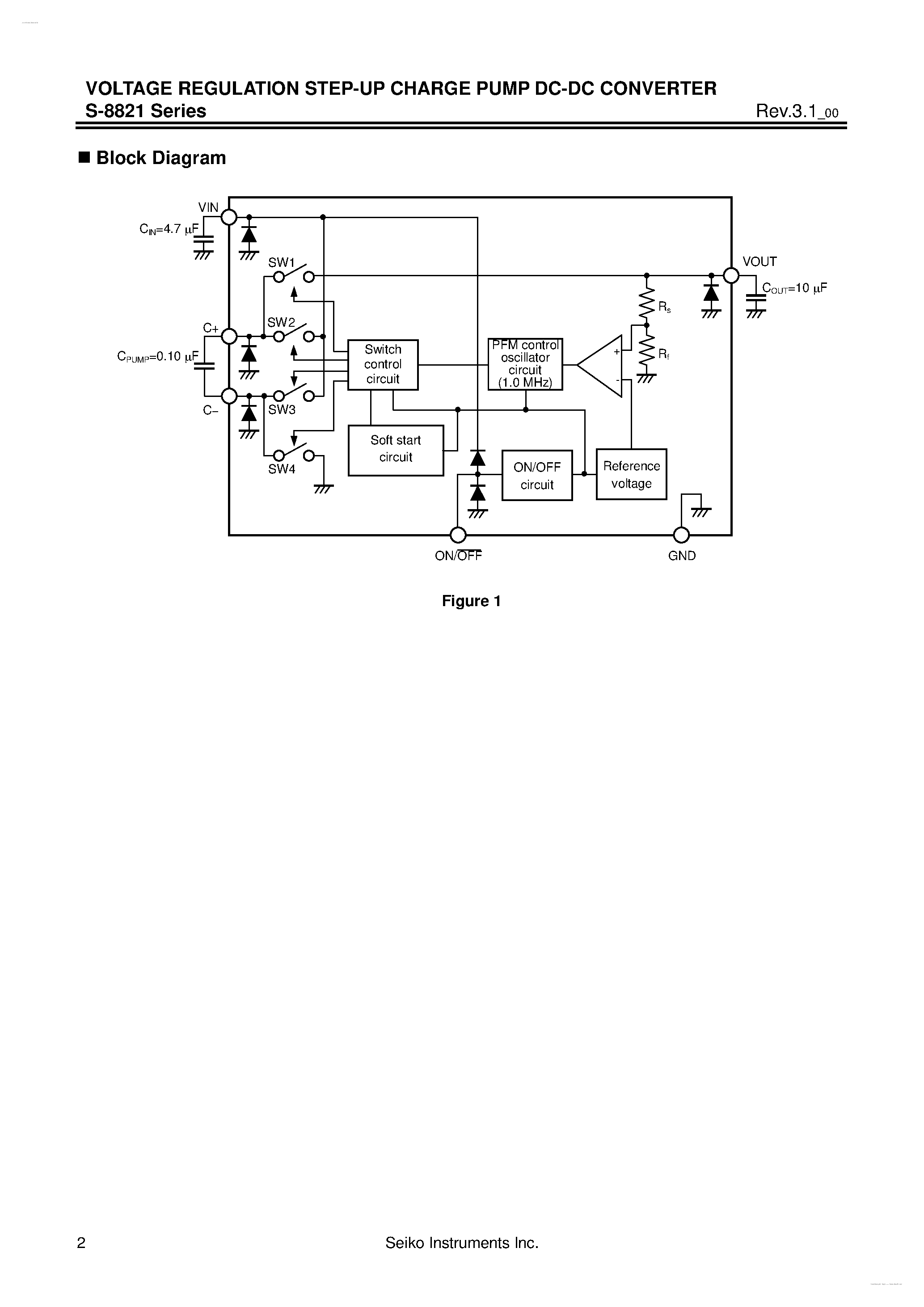 Datasheet S-8821 - VOLTAGE REGULATION STEP-UP CHARGE PUMP DC-DC CONVERTER page 2