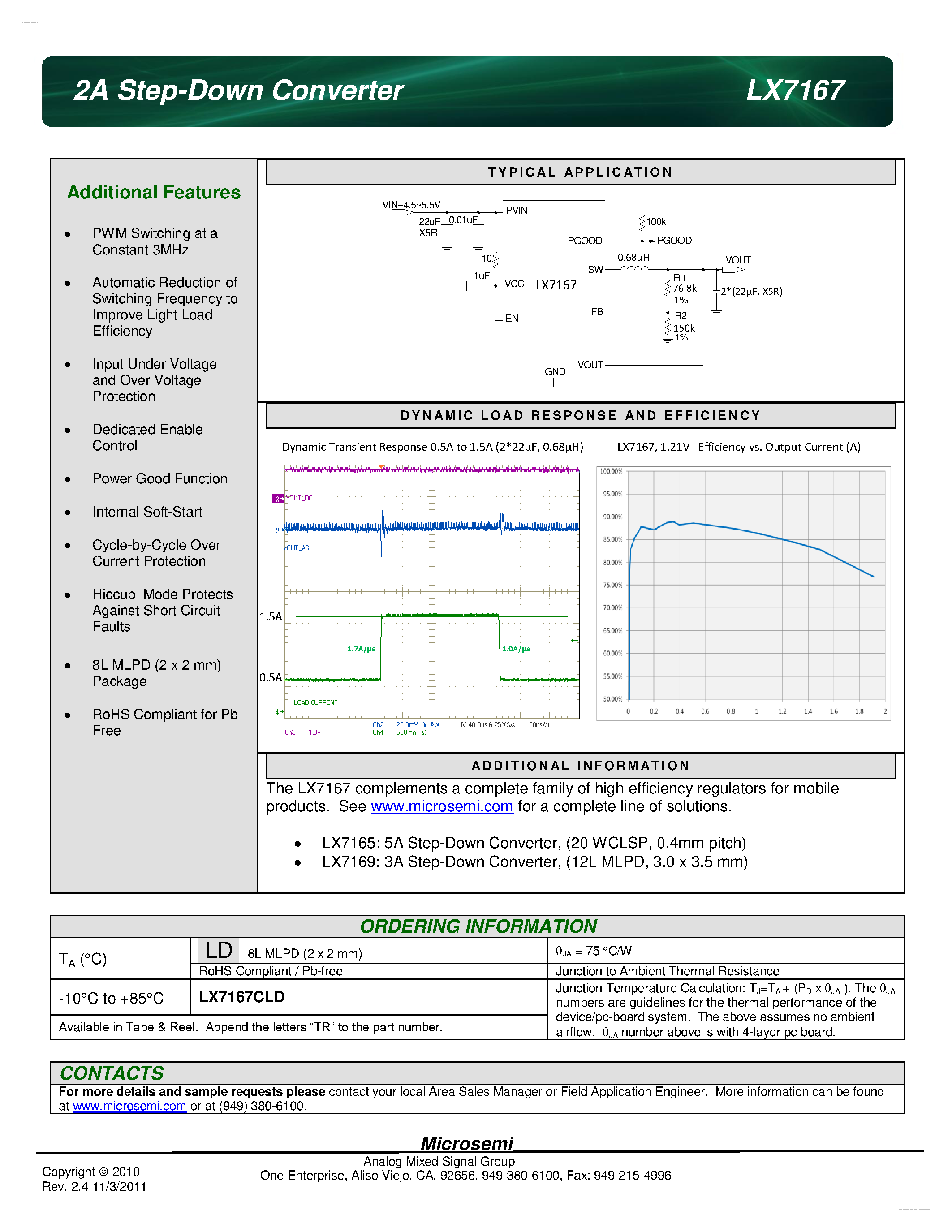 Datasheet LX7167 - 2A Step-Down Converter page 2
