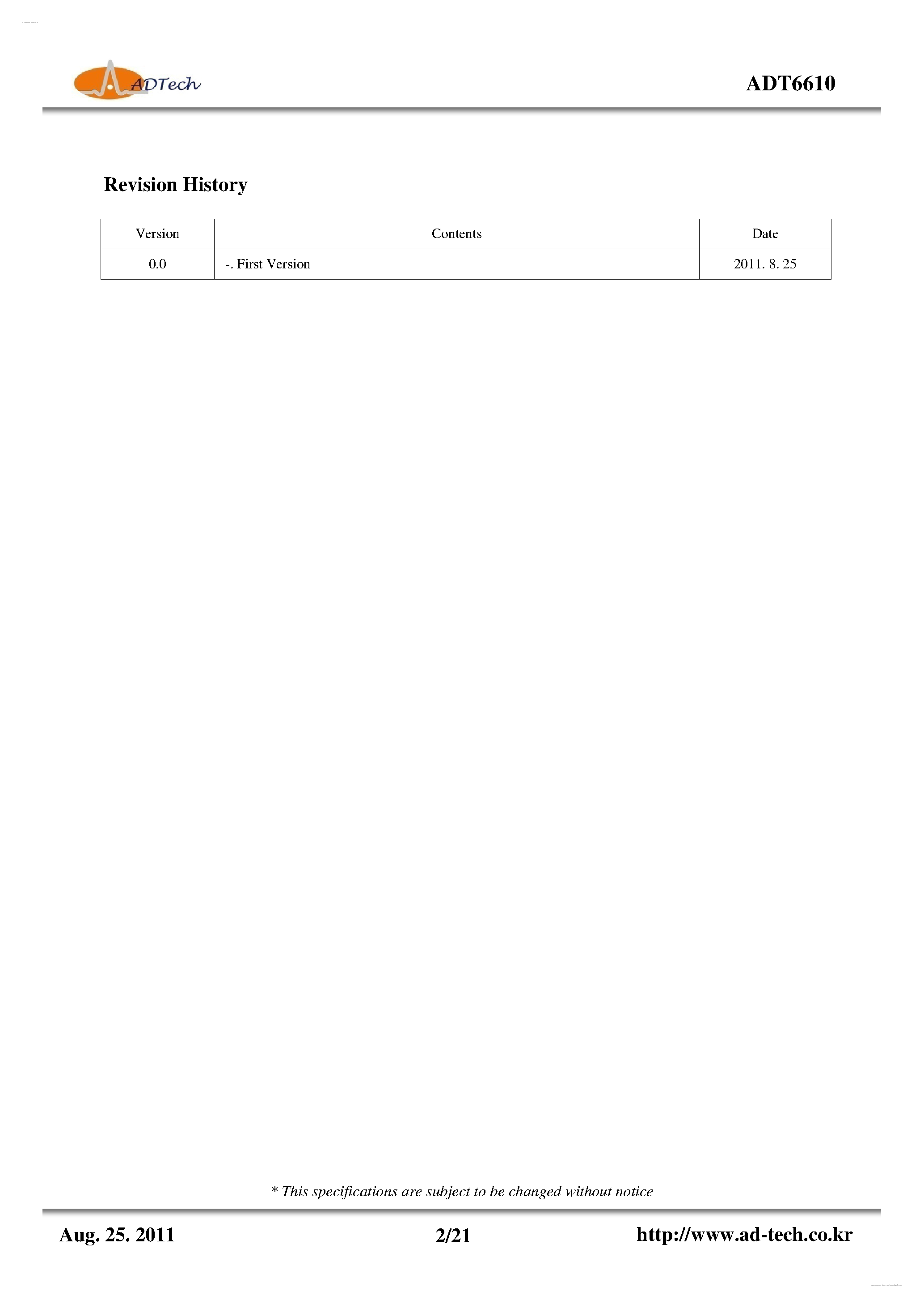 Datasheet ADT6610 - 3-CH Constant current LED sink driver page 2