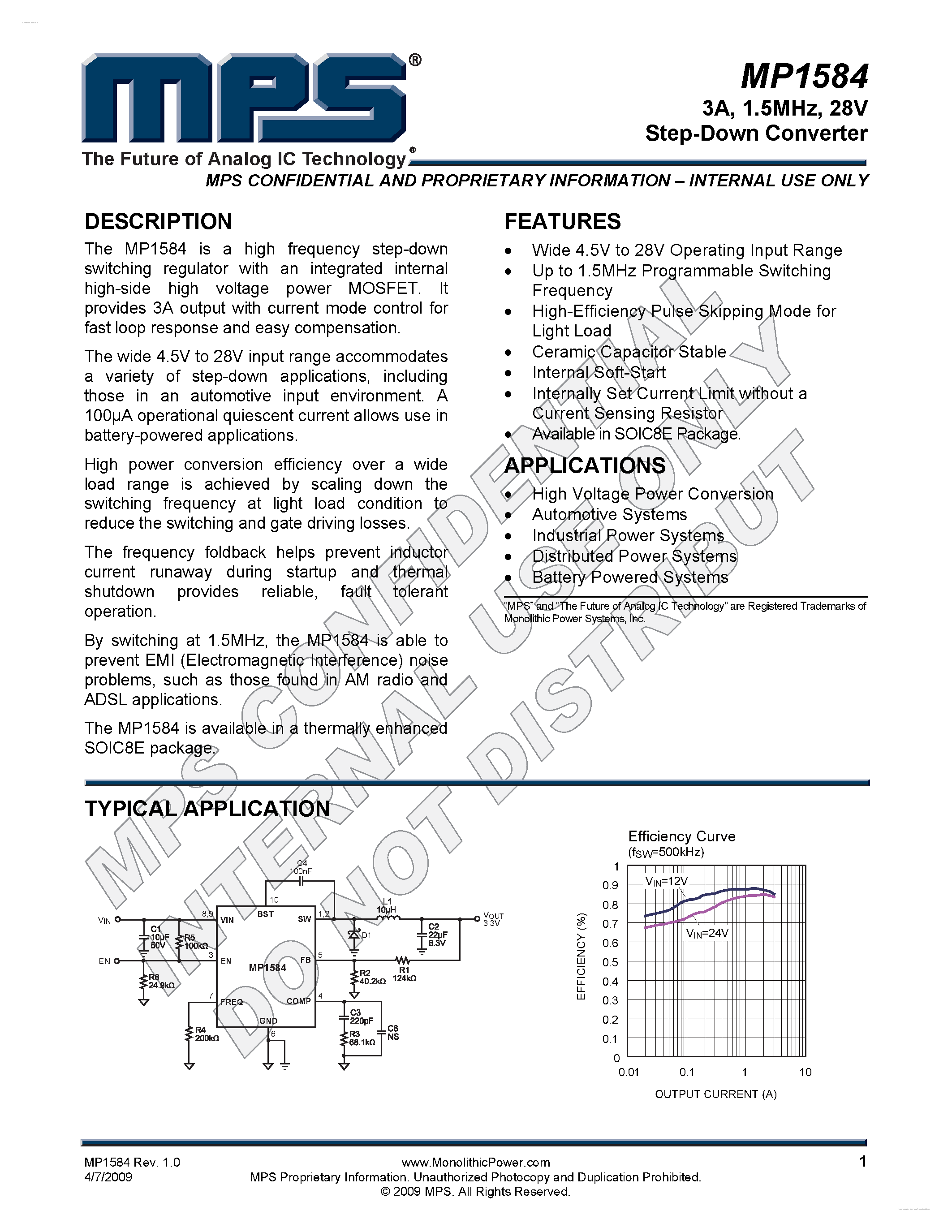 Даташит MP1584 - Step-Down Converter страница 1