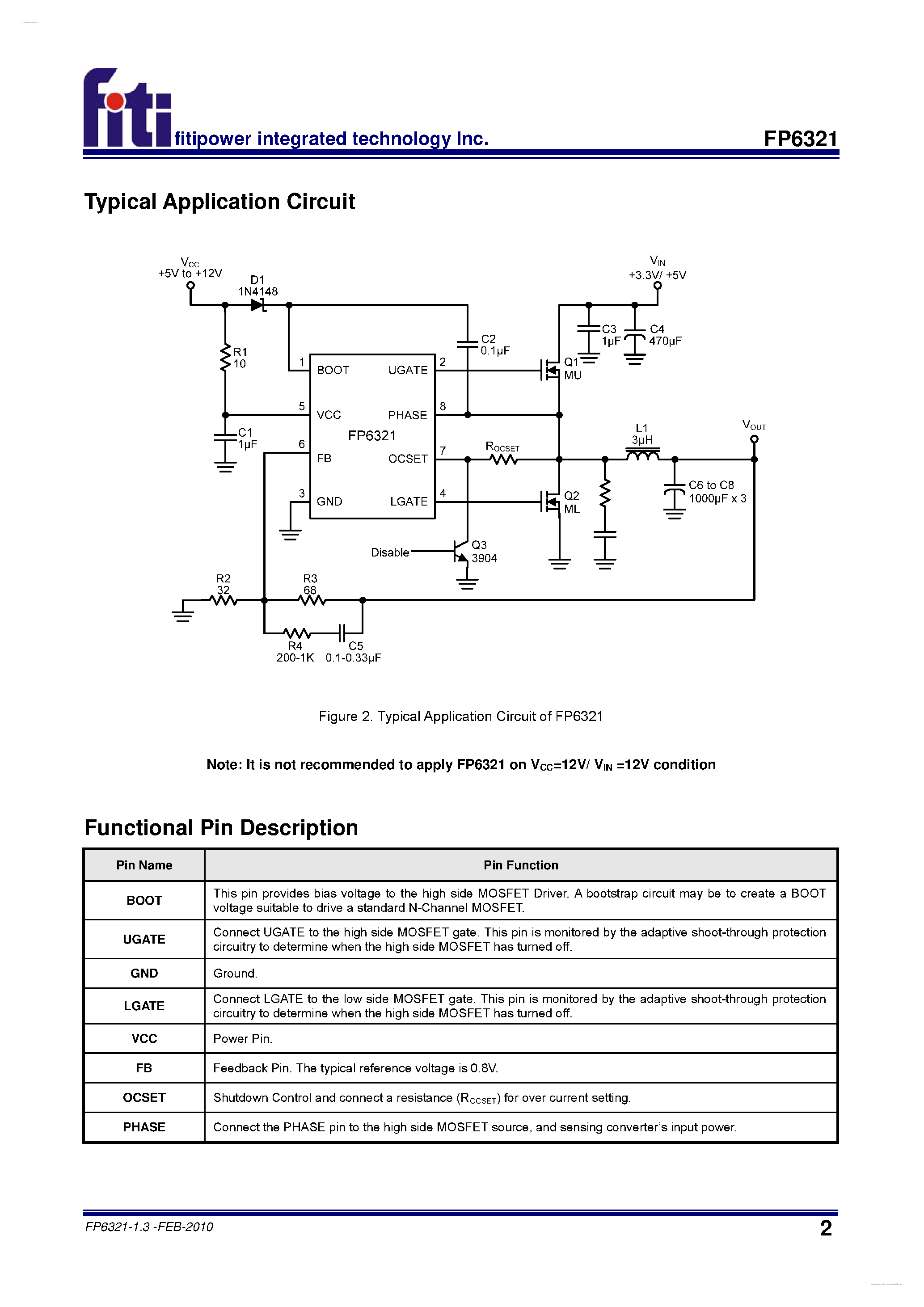 Даташит FP6321 - Sunchronous Buck PWM DC-DC Controller страница 2