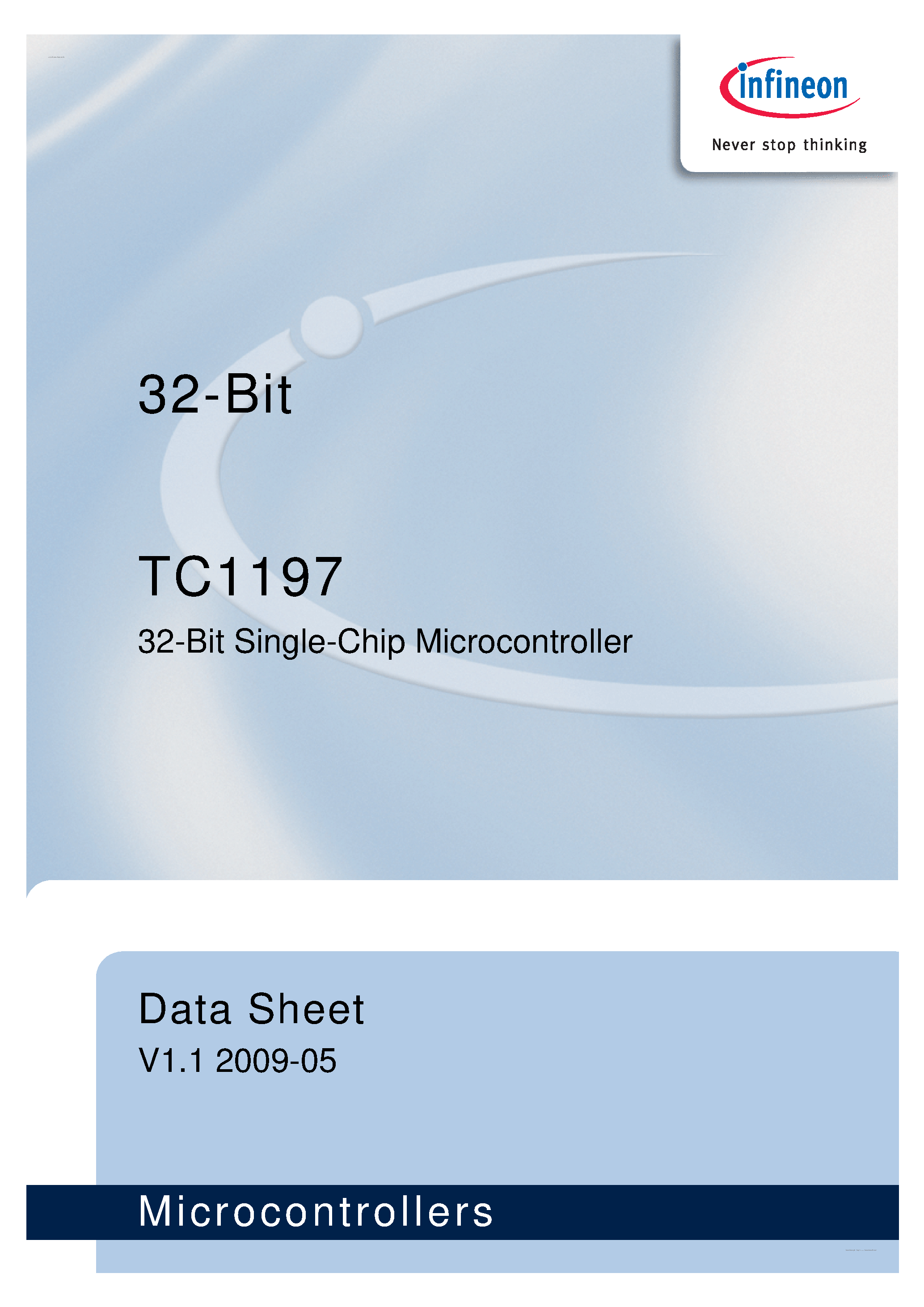 Datasheet SAK-TC1197 page 1 Datasheet SAK-TC1197 - 32-Bit Single-Chip Microcontroller page 1