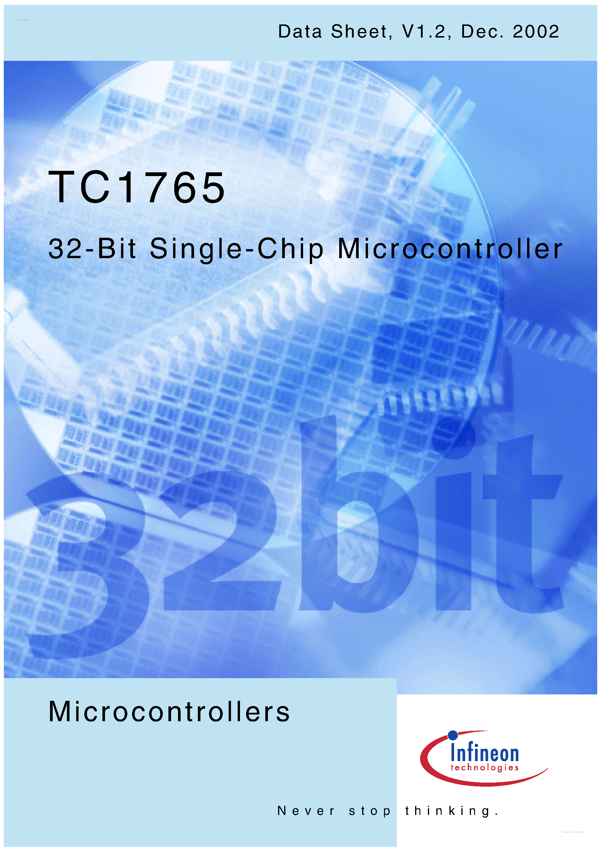 Datasheet TC1765 page 1 Datasheet TC1765 - 32-Bit Single-Chip Microcontroller page 1