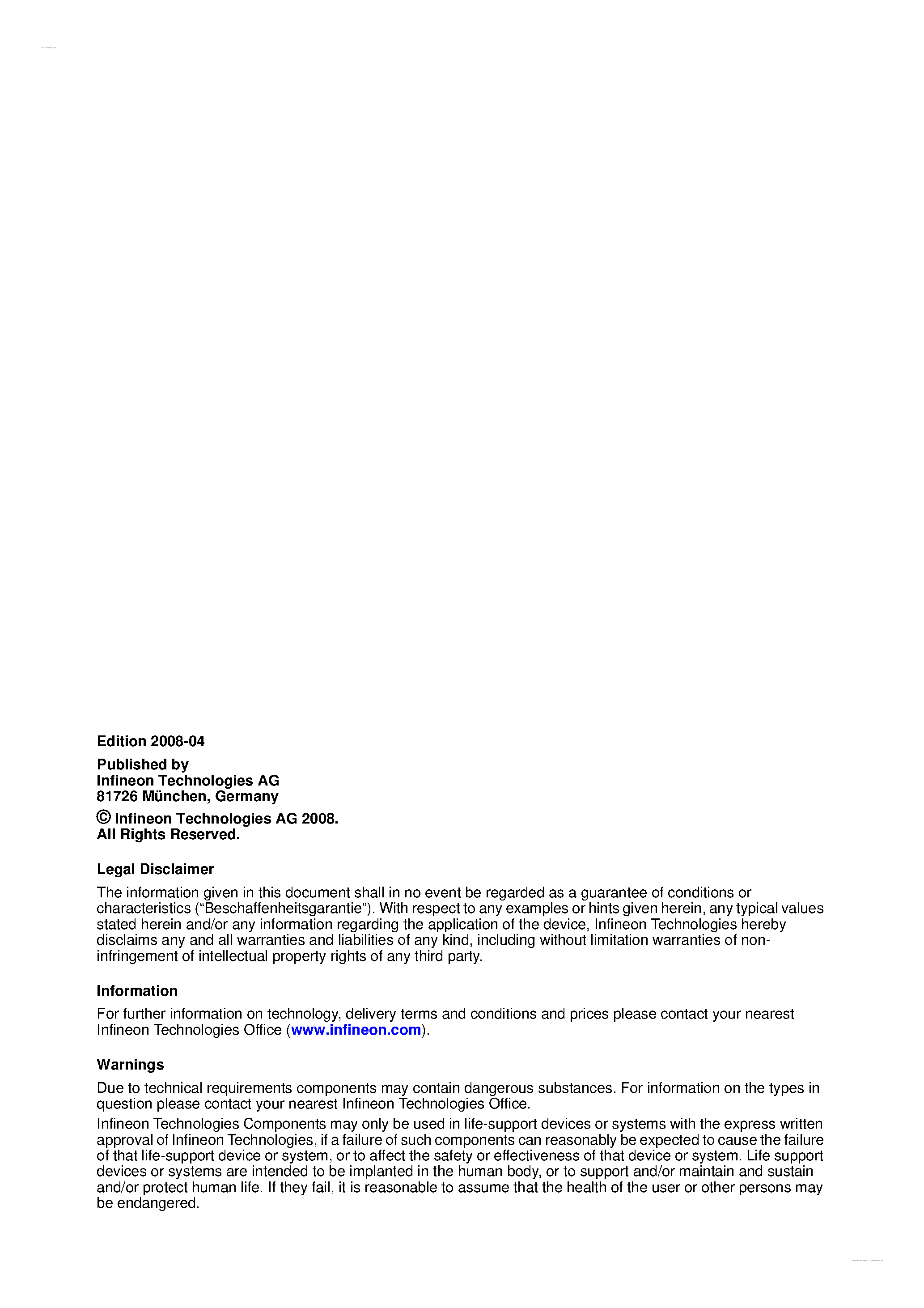 Datasheet TC1762 page 2 Datasheet TC1762 - 32-Bit Single-Chip Microcontroller TriCore page 2