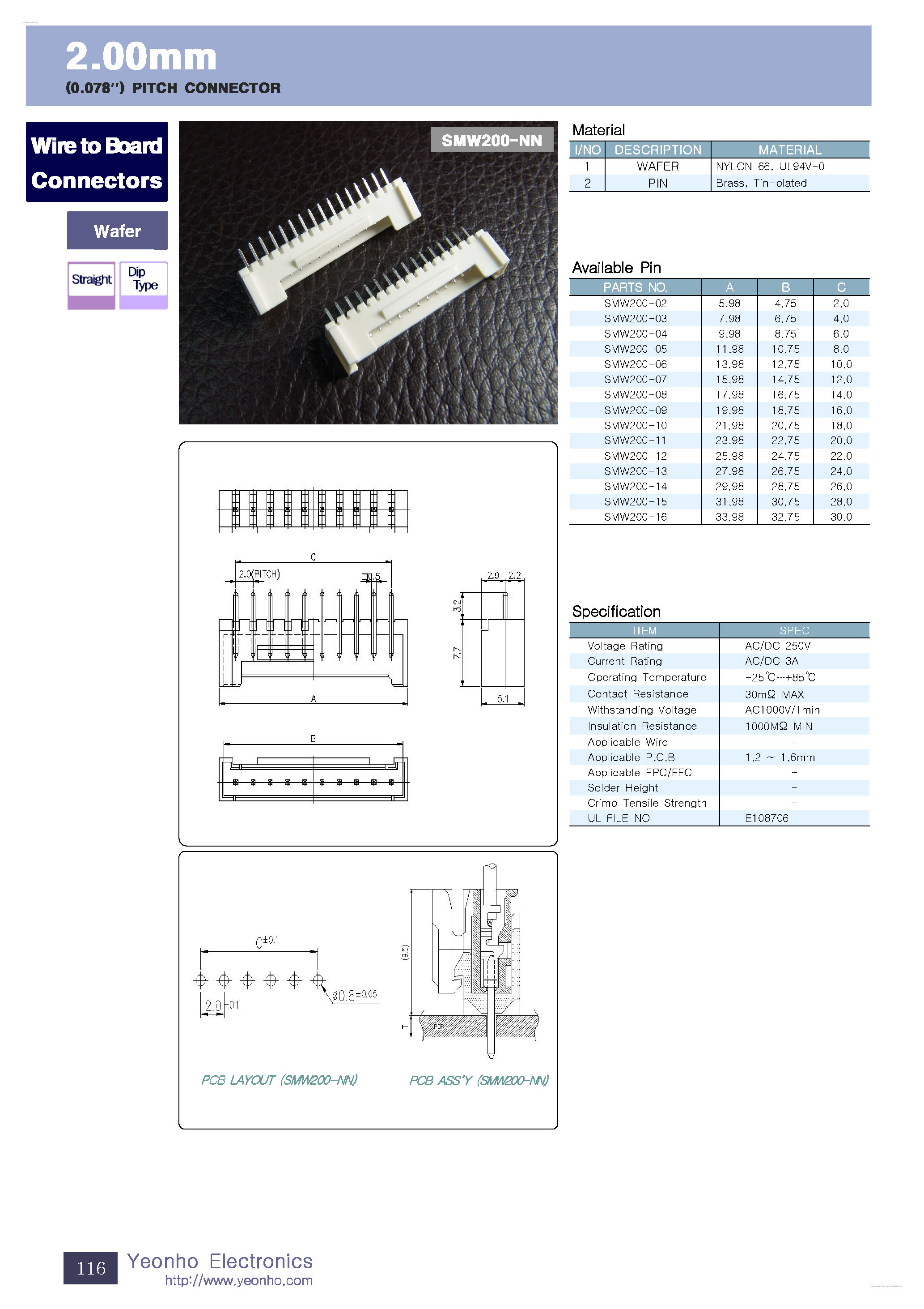 Datasheet SMW200-02 - 2.00mm PITCH CONNECTOR page 1