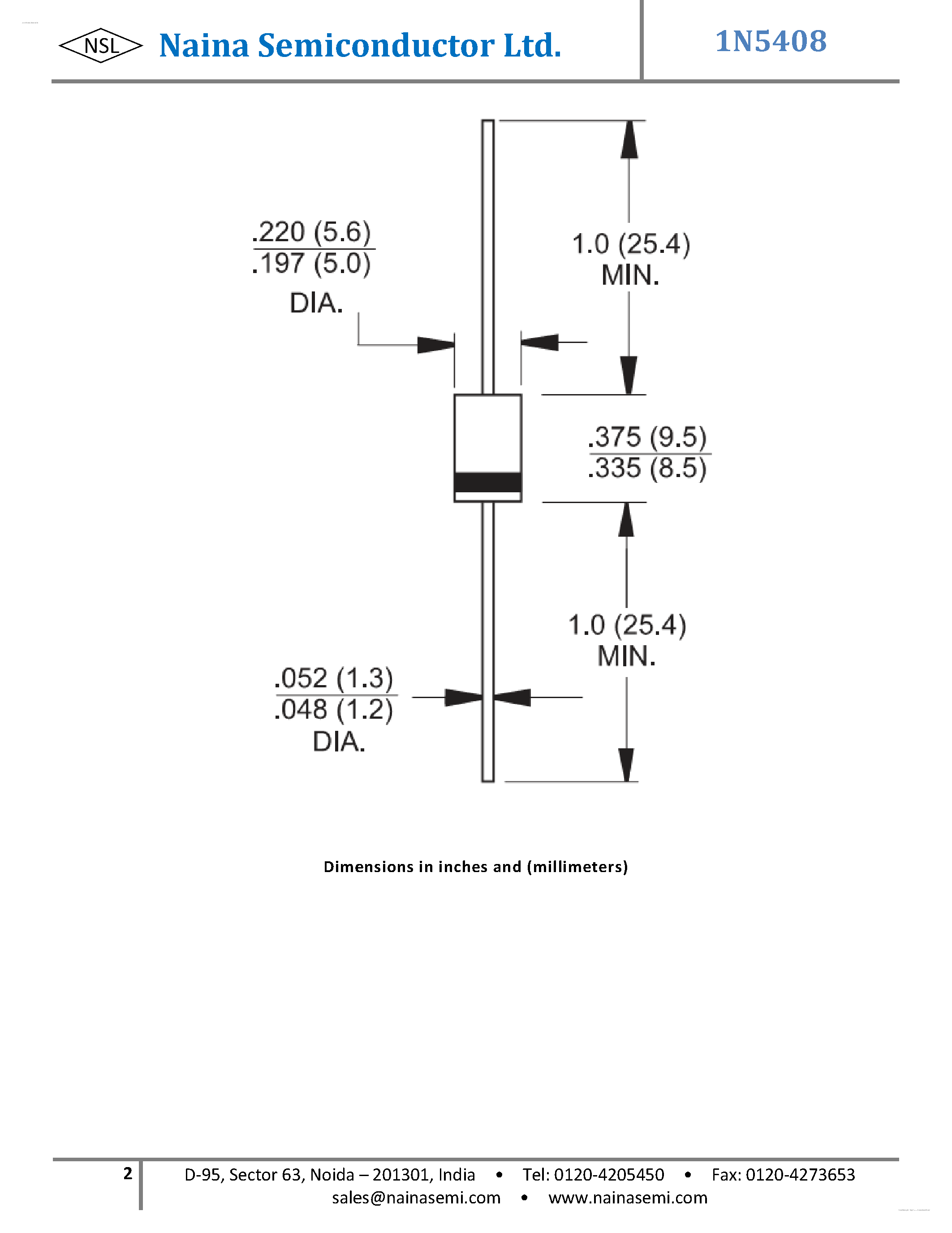 Datasheet 1N5408 page 2 Datasheet 1N5408 - Standard Recovery Diodes page 2