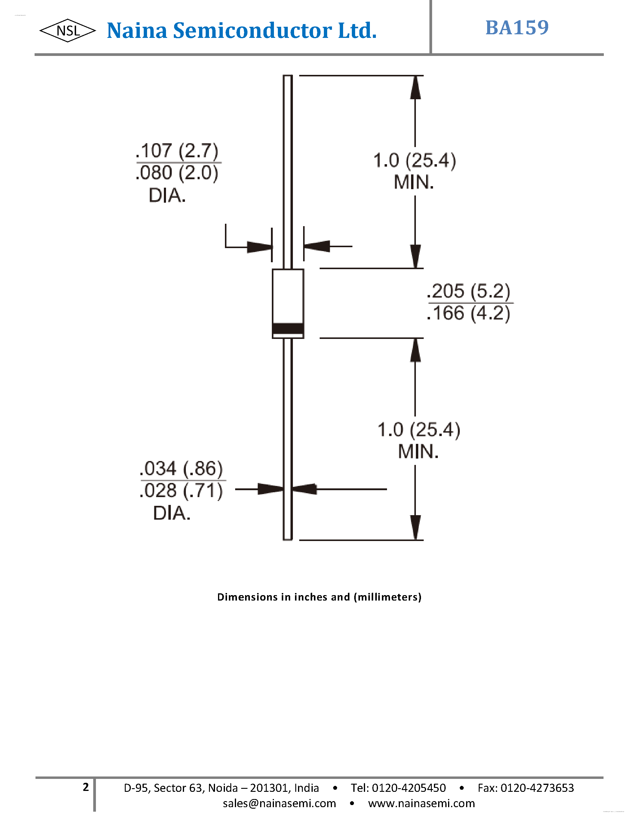 Datasheet BA159 - Fast Recovery Diodes page 2