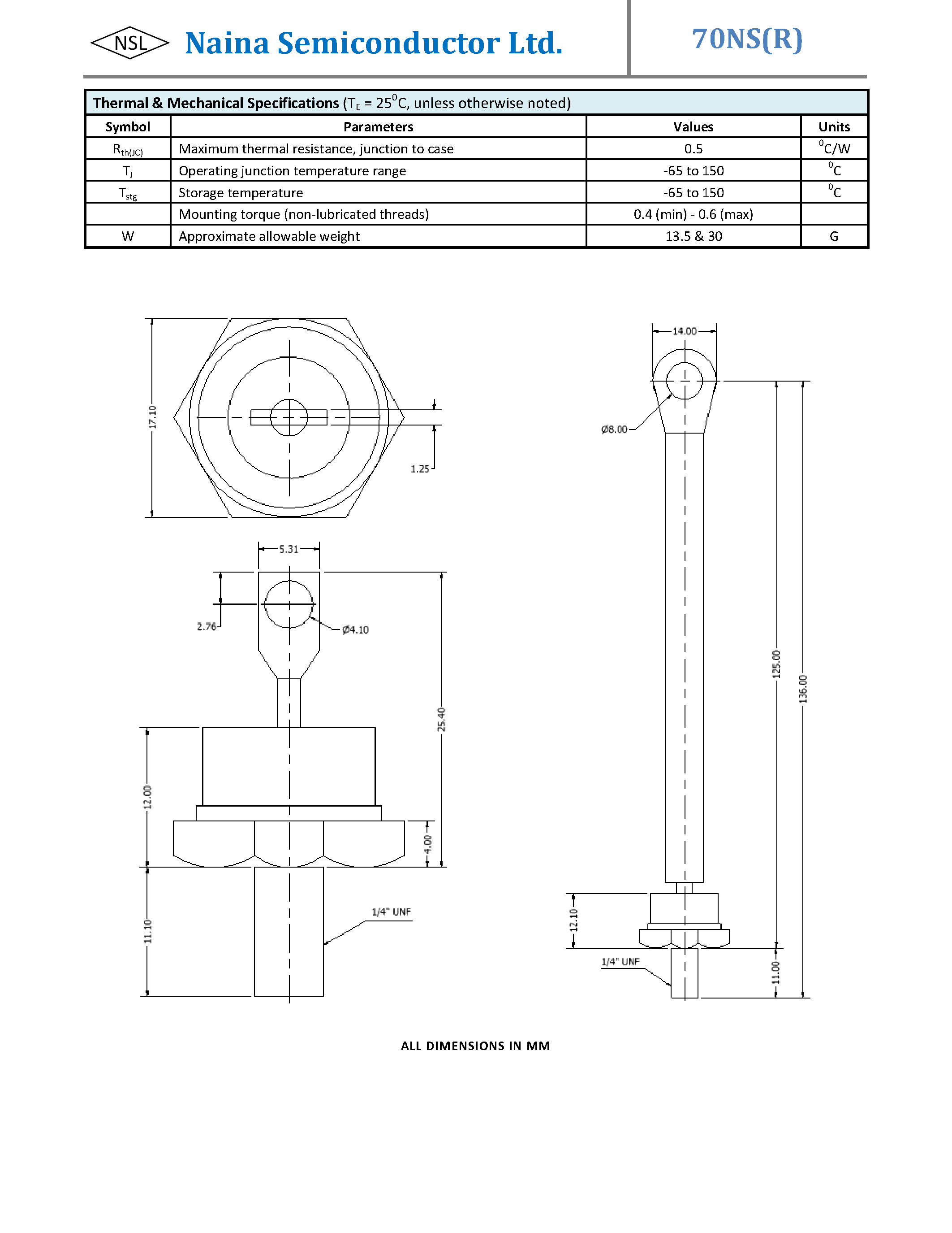 Даташит 70NS - Standard Recovery Diodes страница 2