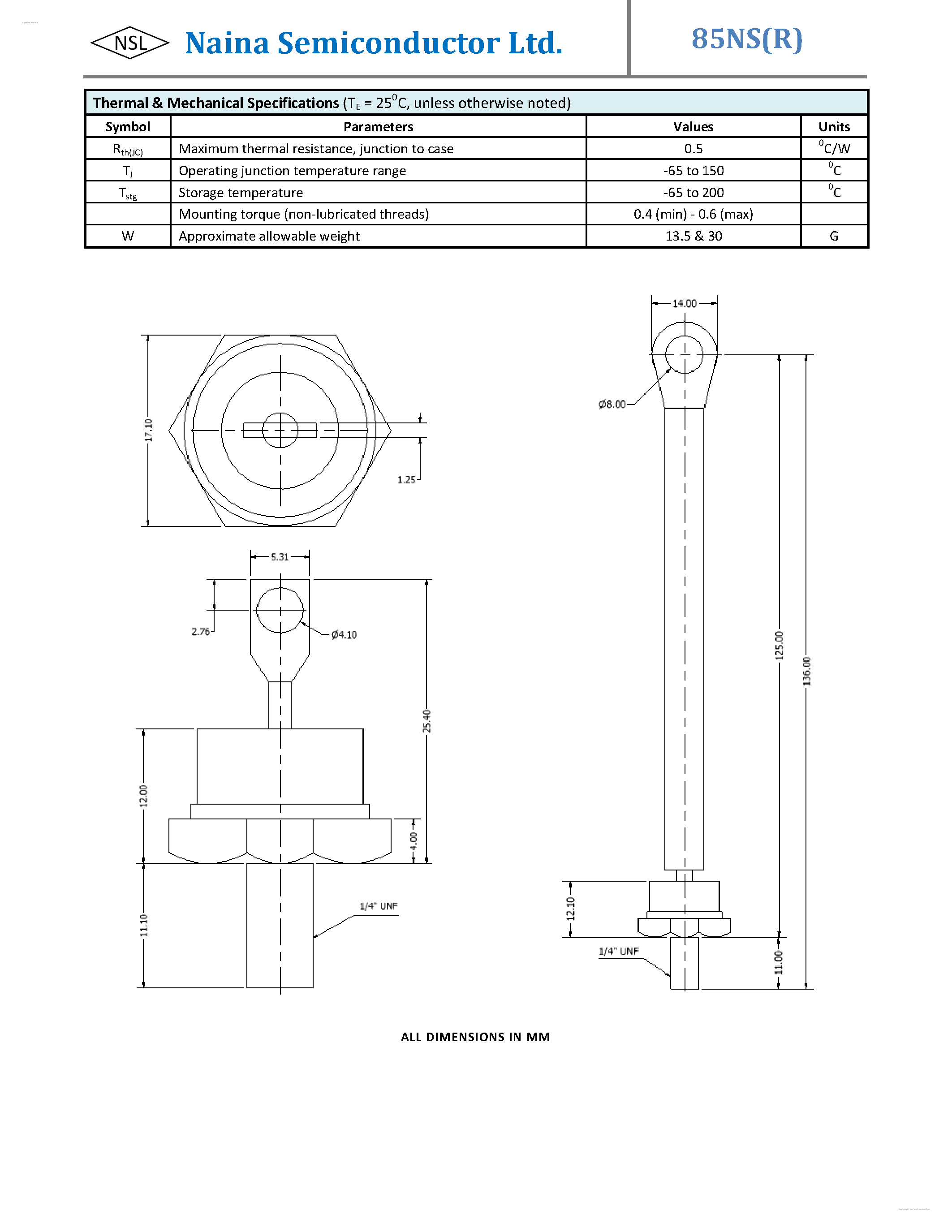 Даташит на микросхему 85NS страница 2 Даташит 85NS - Standard Recovery Diodes страница 2