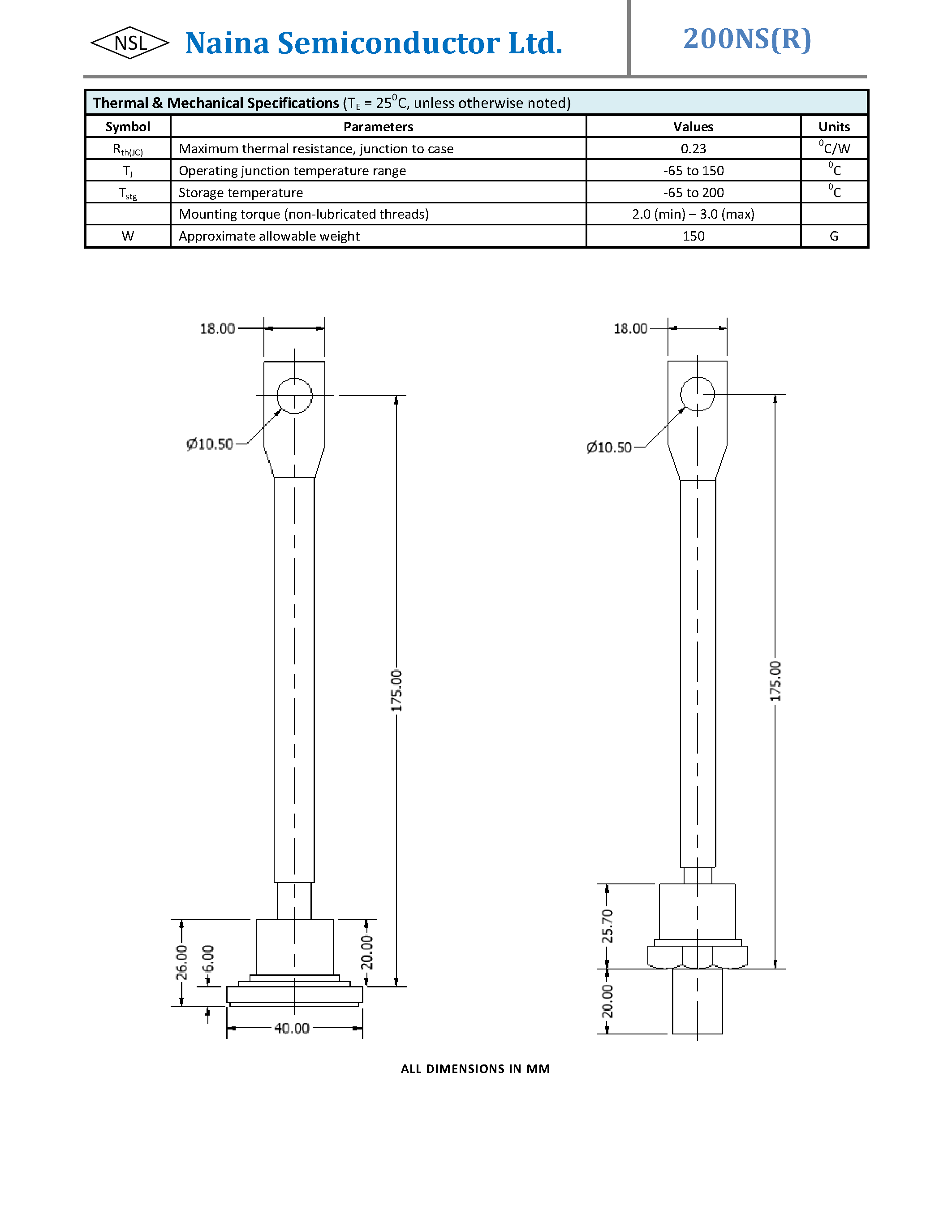 Даташит 200NS - Standard Recovery Diodes страница 2