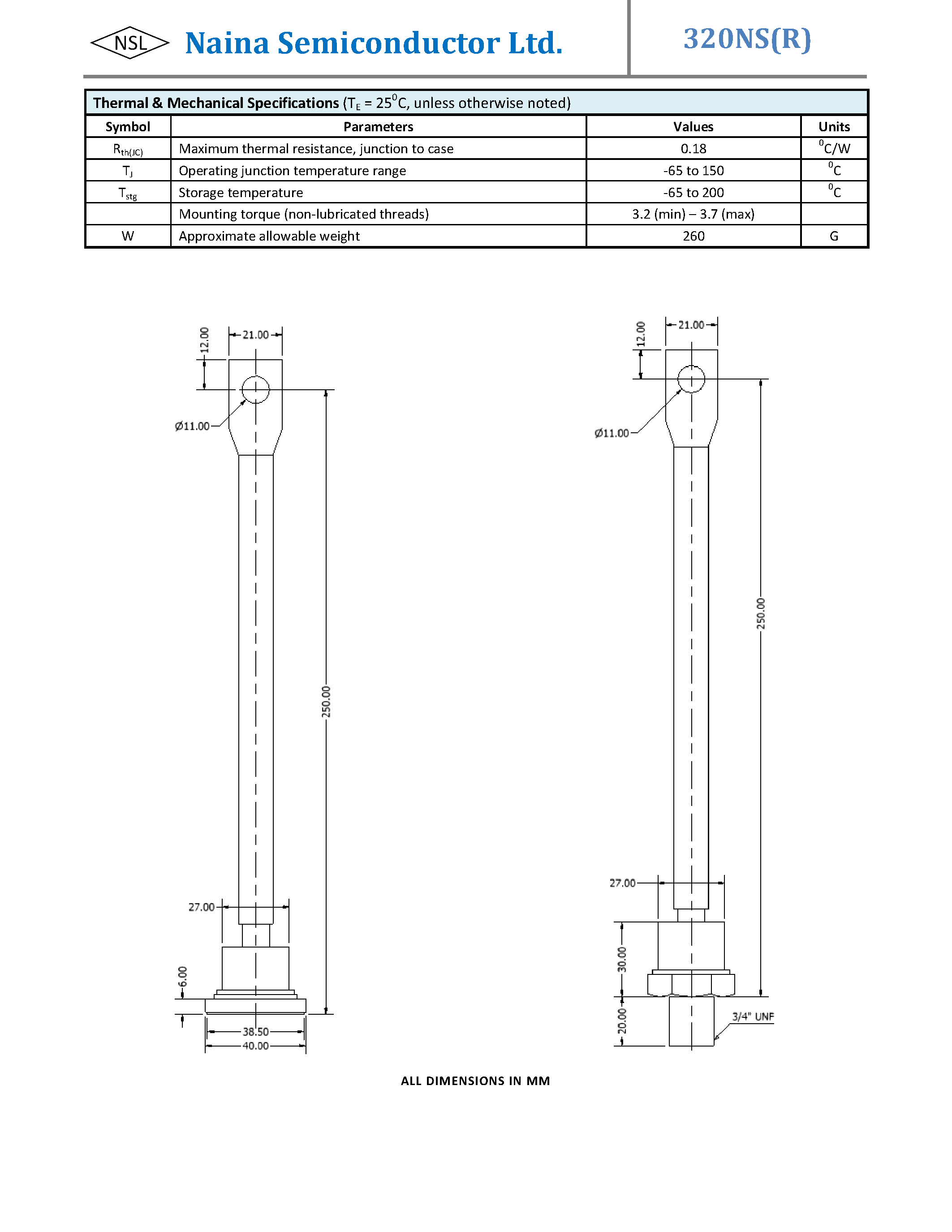 Даташит 320NS - Standard Recovery Diodes страница 2