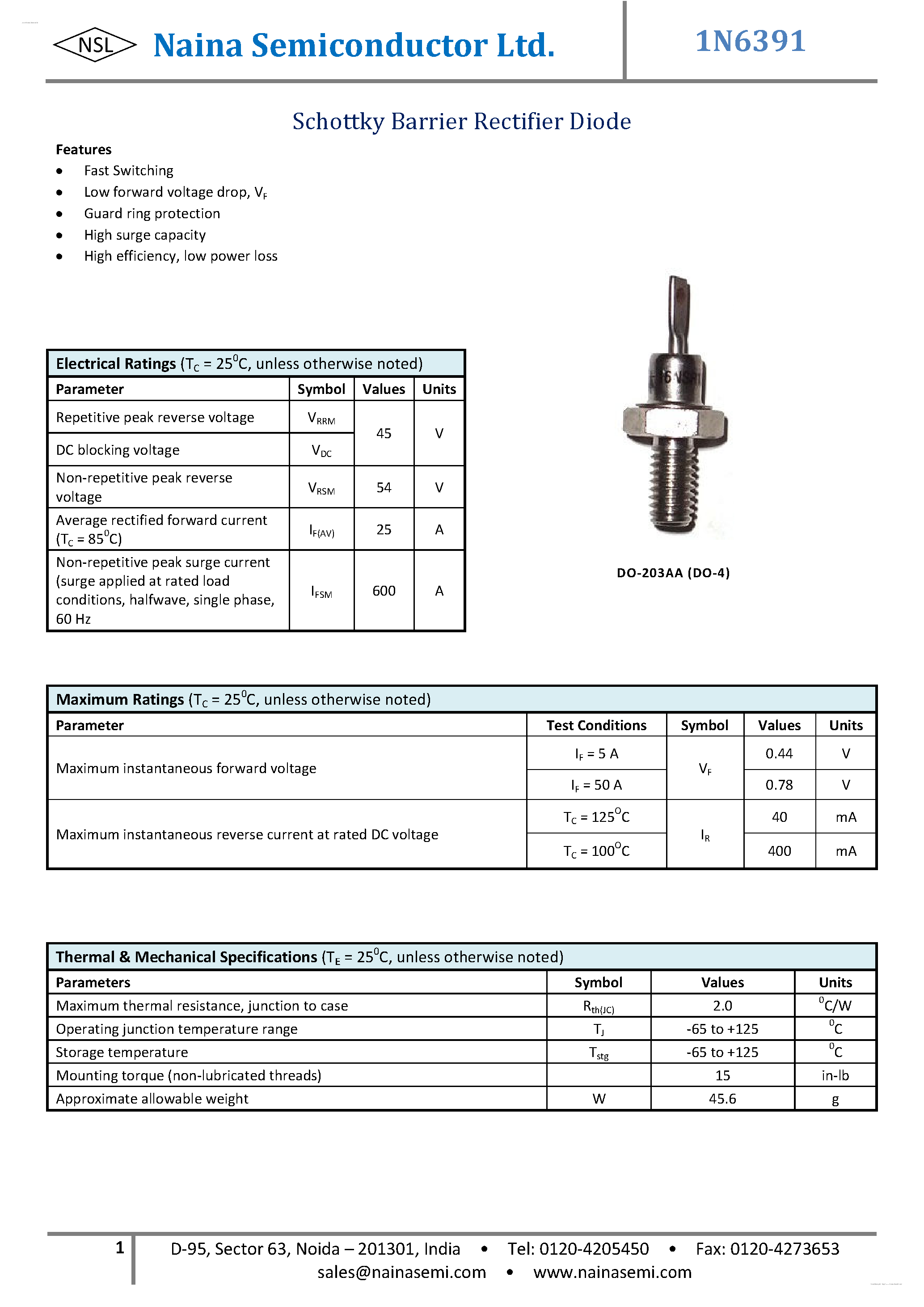 Даташит на микросхему IN6391 страница 1 Даташит IN6391 - Schottky Diodes страница 1