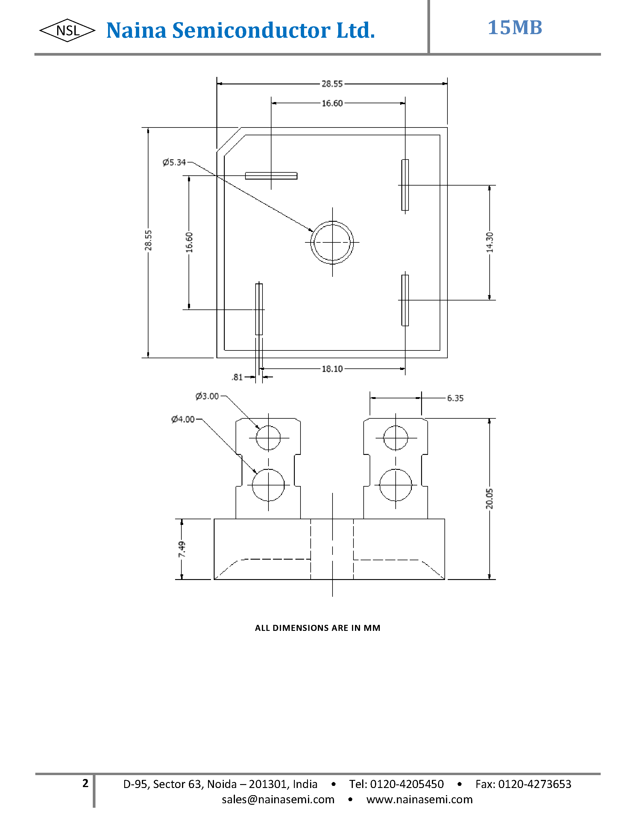 Datasheet 15MB - Single Phase Bridge Rectifier page 2