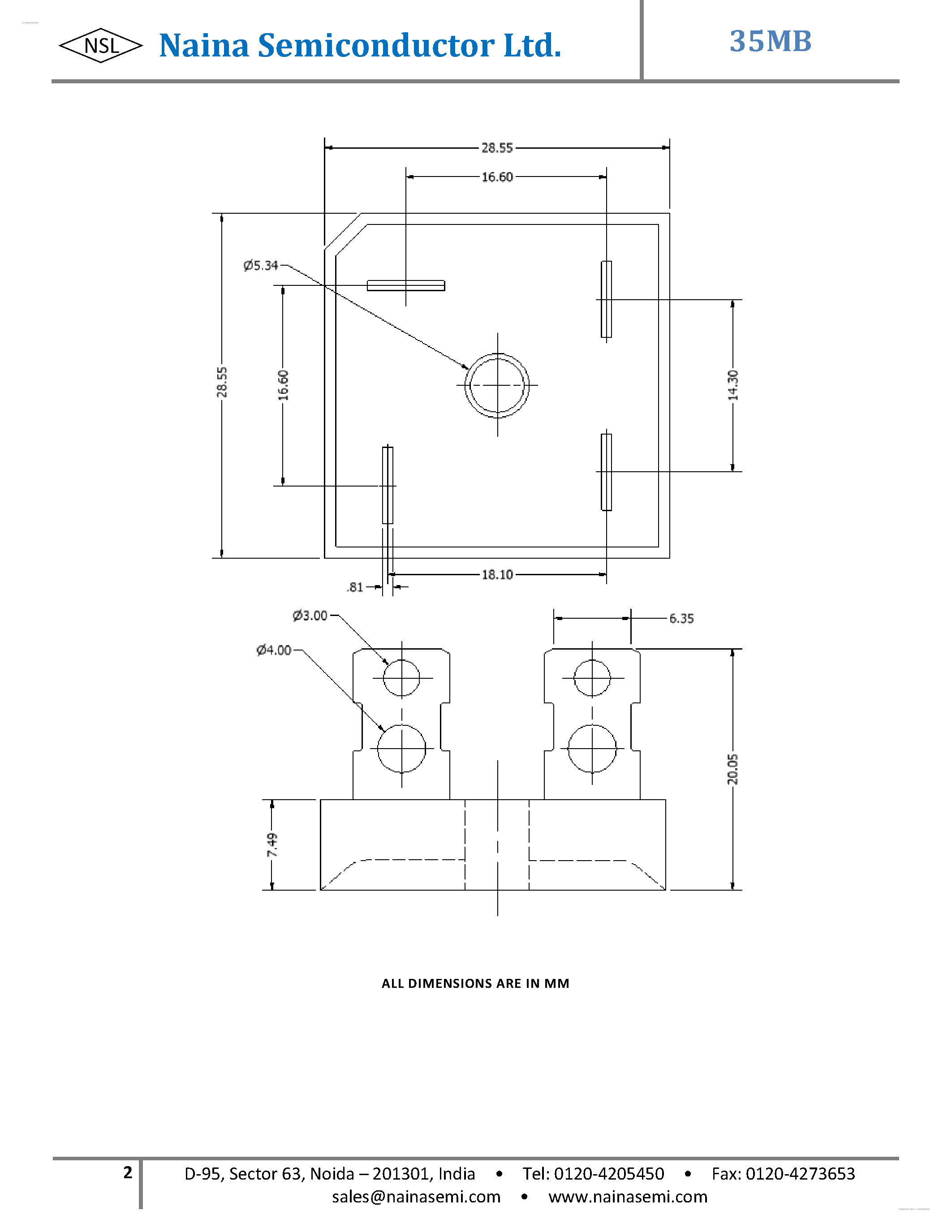 Datasheet 35MB - Single Phase Bridge Rectifier page 2