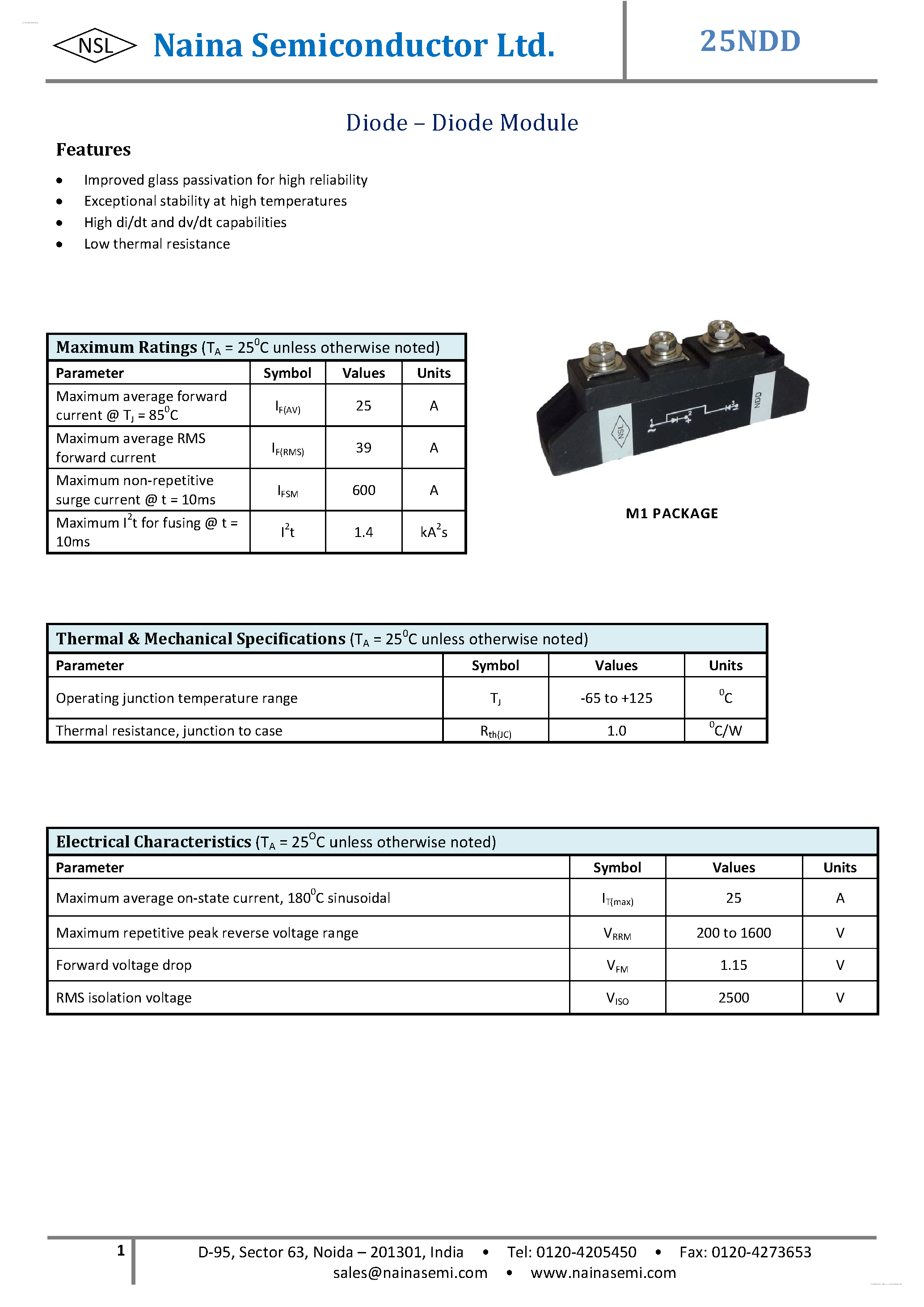 Datasheet 25NDD page 1 Datasheet 25NDD - Diode-Diode Modules page 1