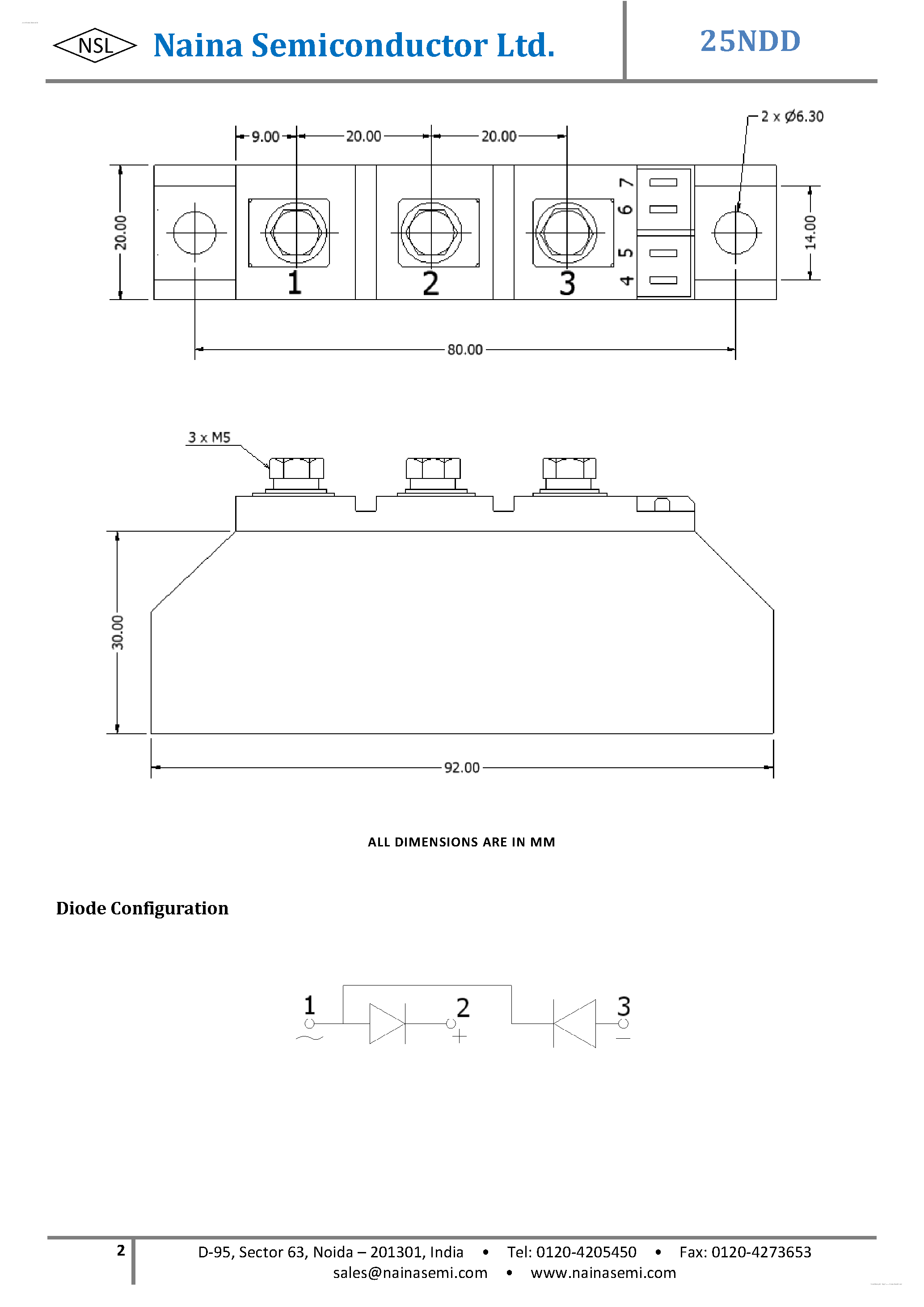 Datasheet 25NDD page 2 Datasheet 25NDD - Diode-Diode Modules page 2