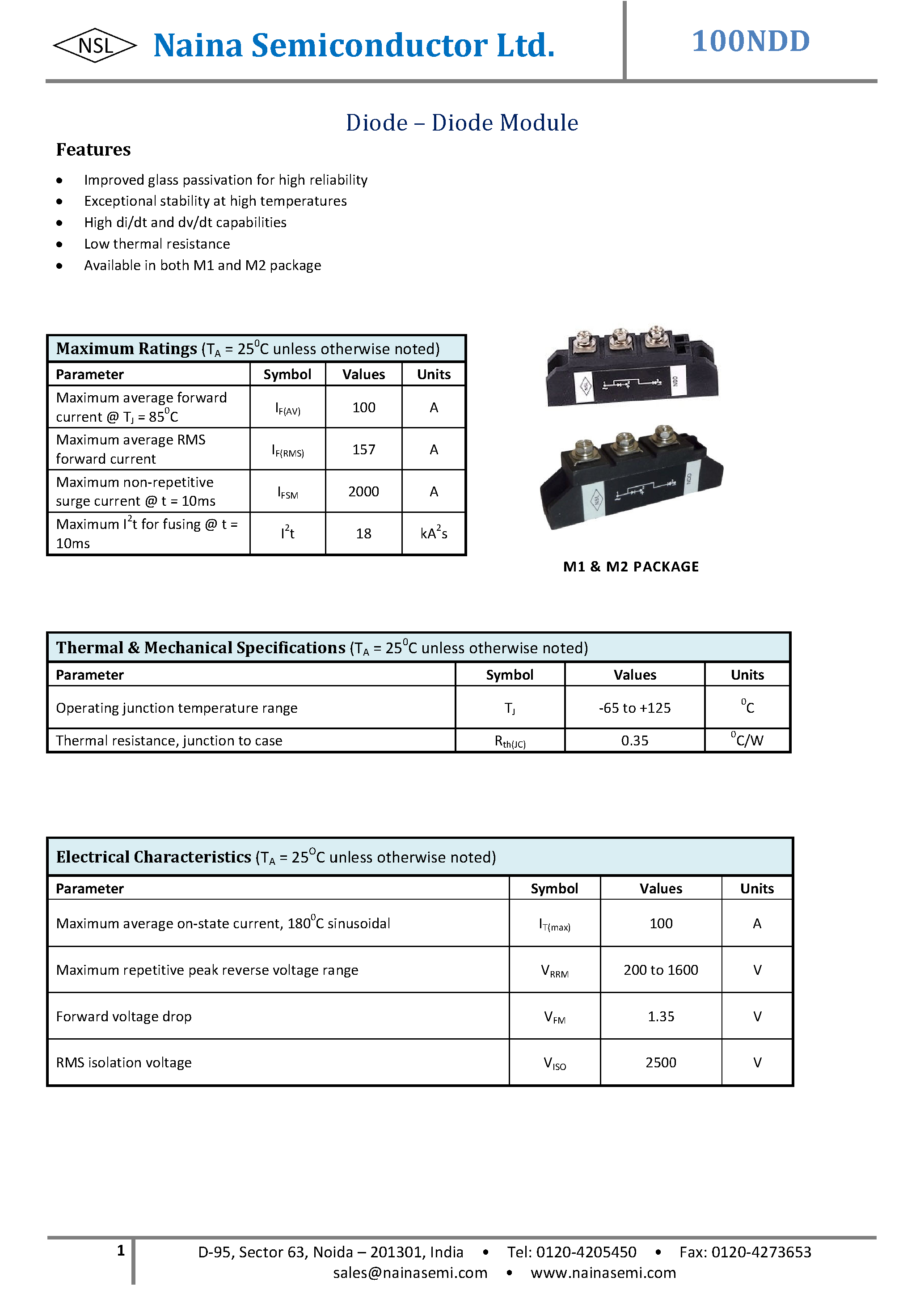 Datasheet 100NDD - Diode-Diode Modules page 1