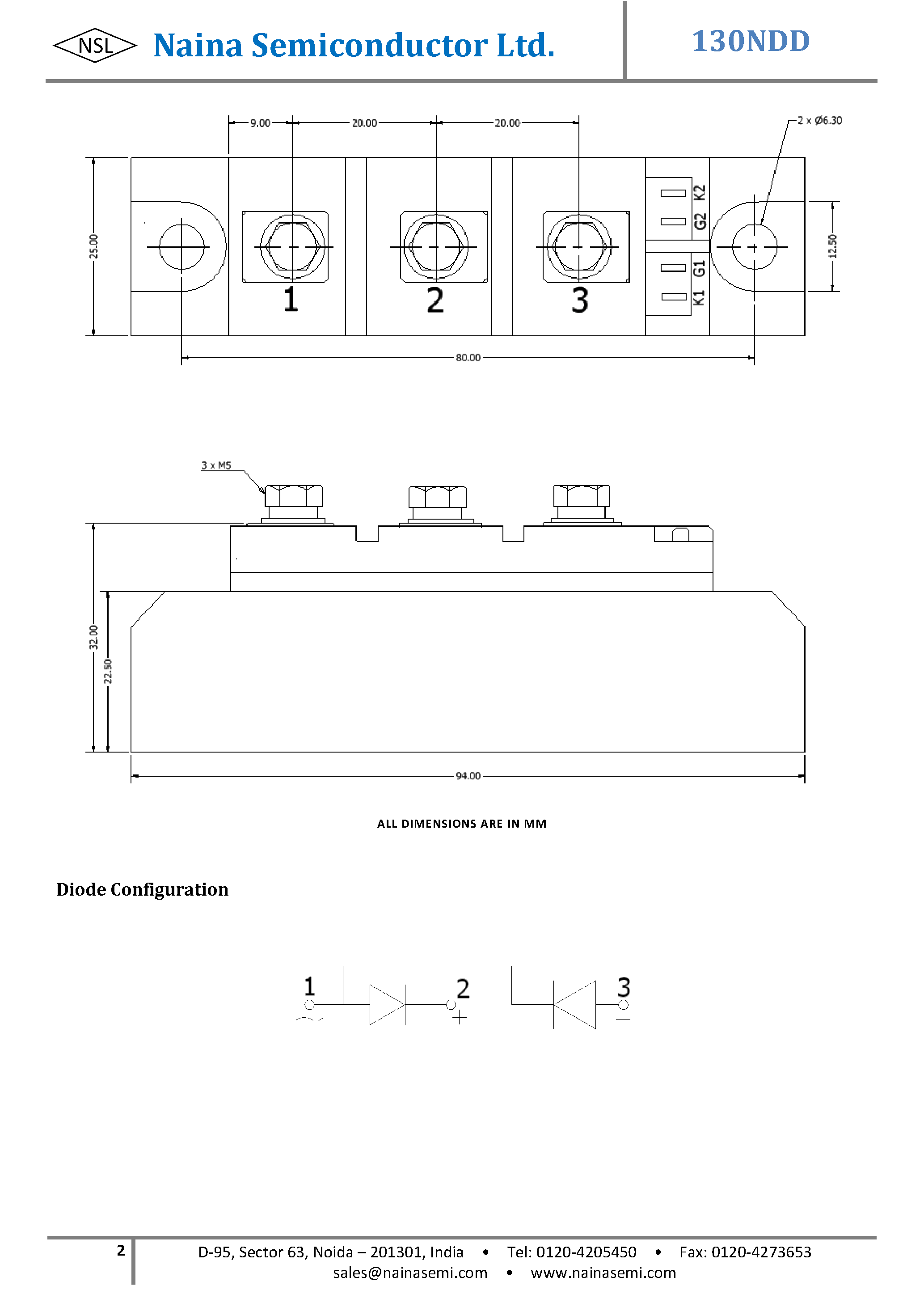 Datasheet 130NDD page 2 Datasheet 130NDD - Diode-Diode Modules page 2