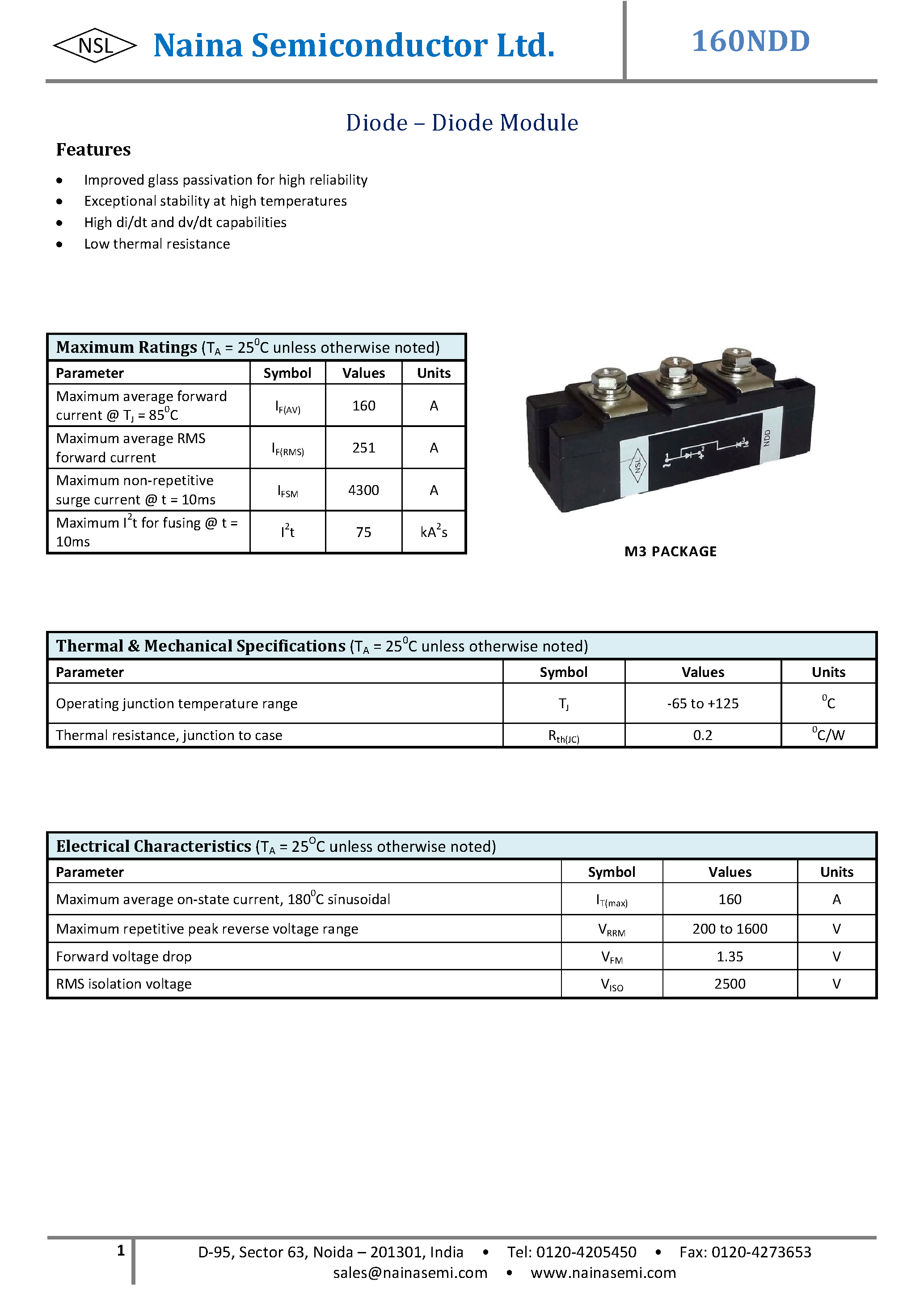 Datasheet 160NDD - Diode-Diode Modules page 1