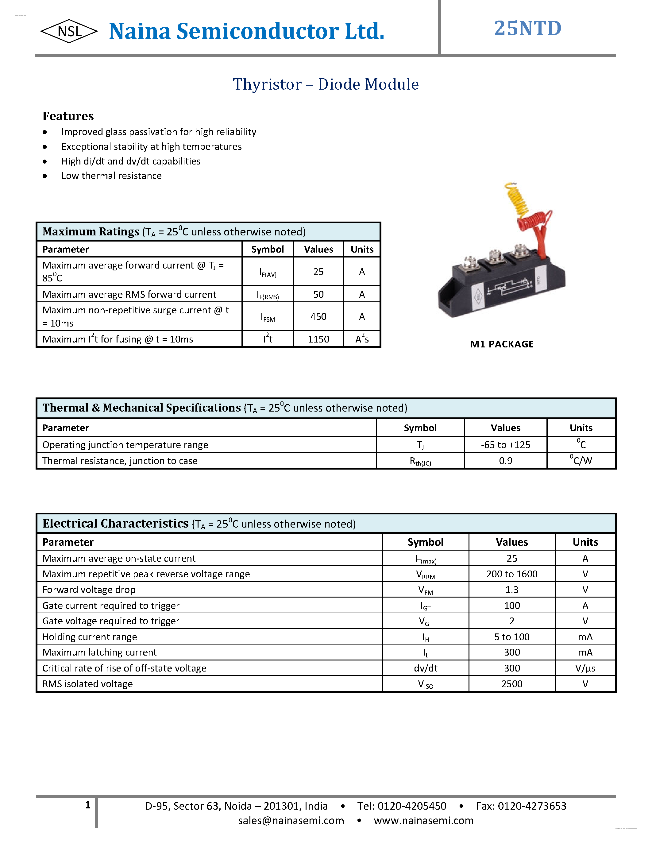 Datasheet 25NTD - Thyristor-Diode Modules page 1