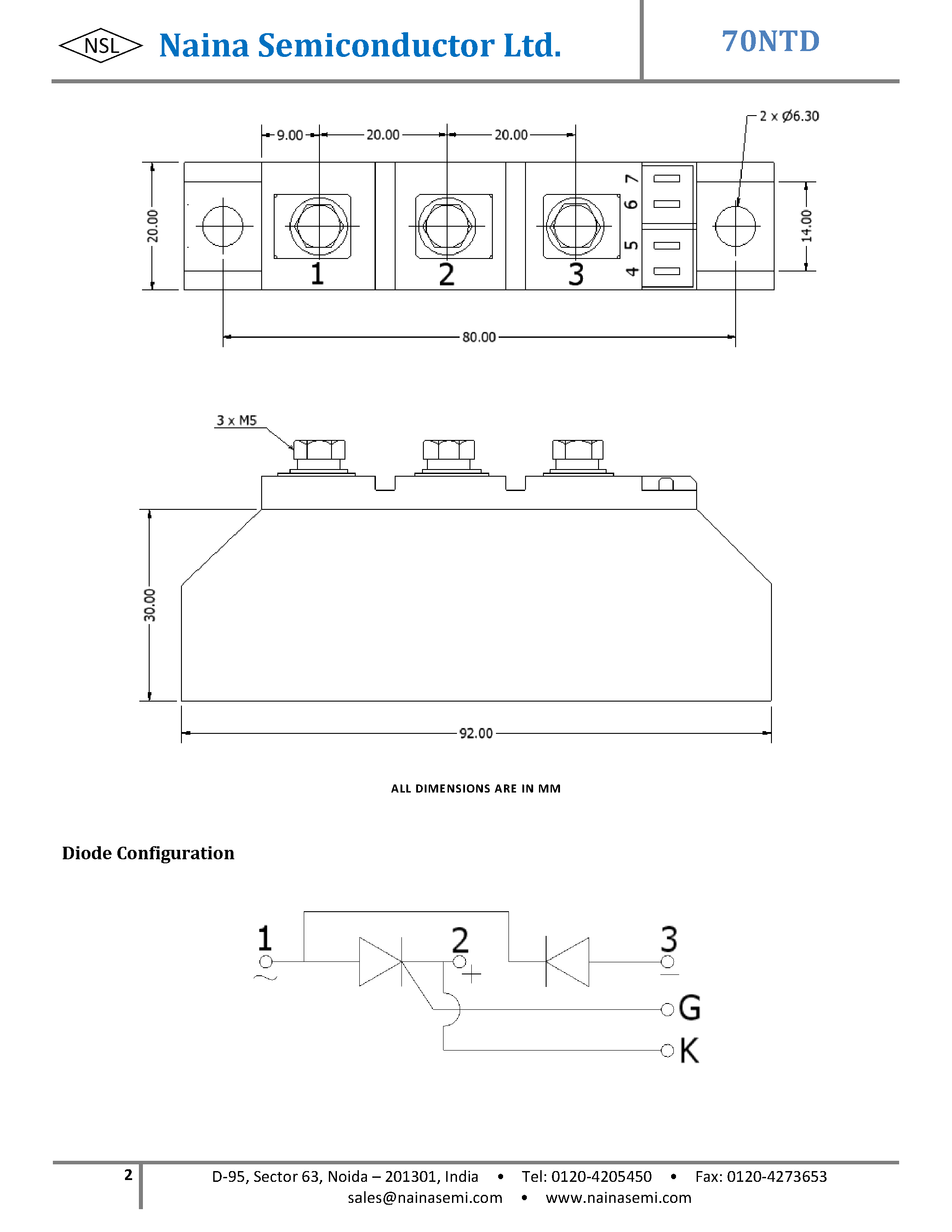 Datasheet 70NTD page 2 Datasheet 70NTD - Thyristor-Diode Modules page 2
