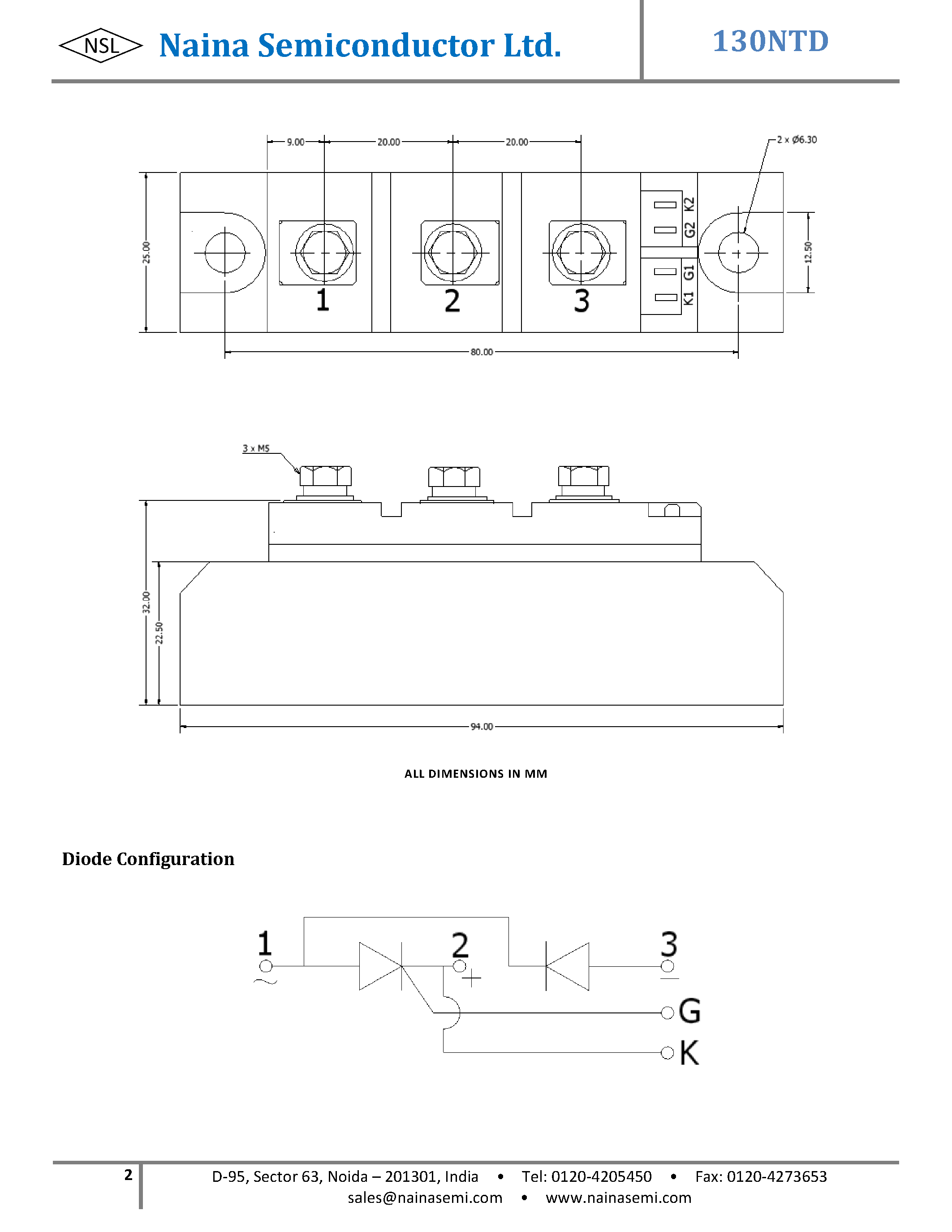 Datasheet 130NTD page 2 Datasheet 130NTD - Thyristor-Diode Modules page 2