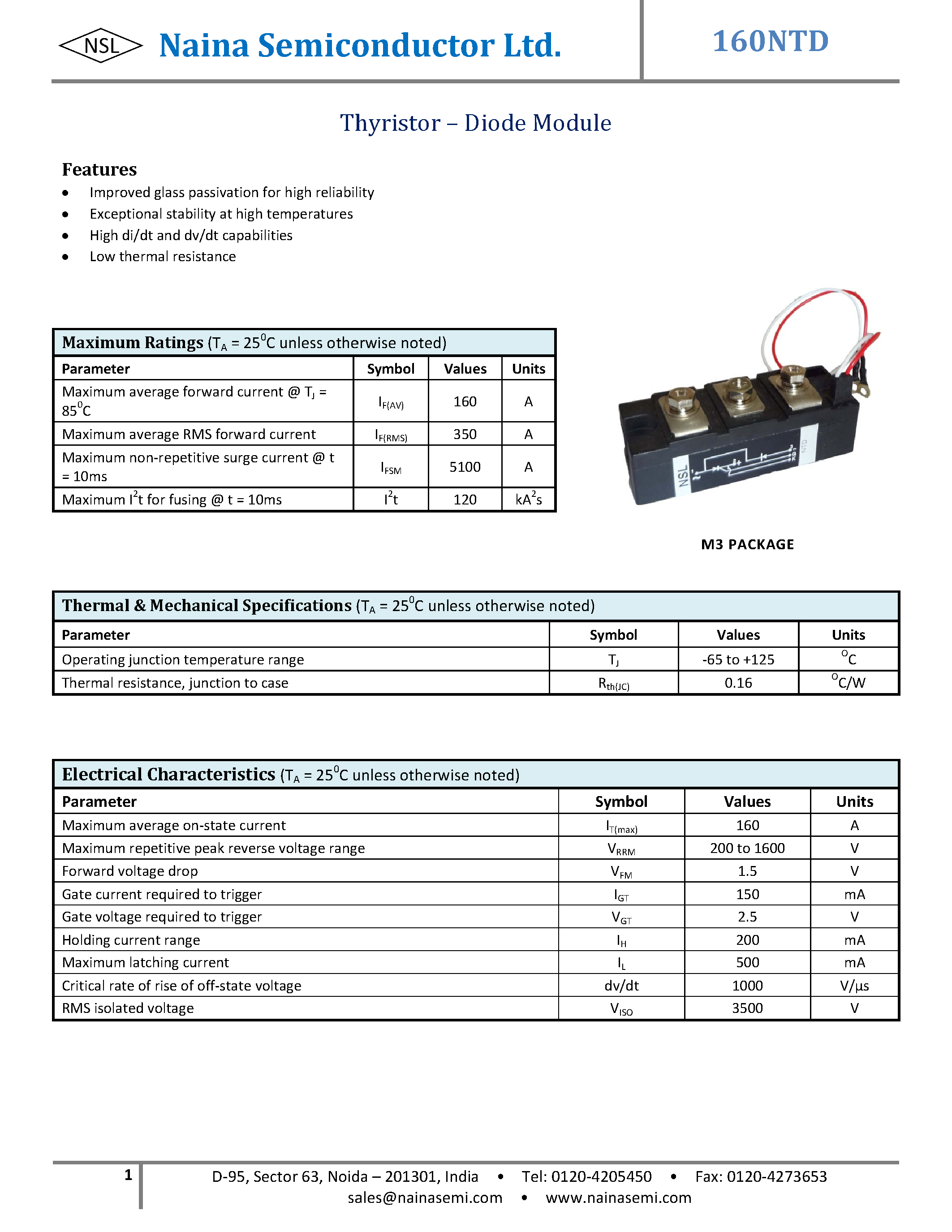 Datasheet 160NTD - Thyristor-Diode Modules page 1