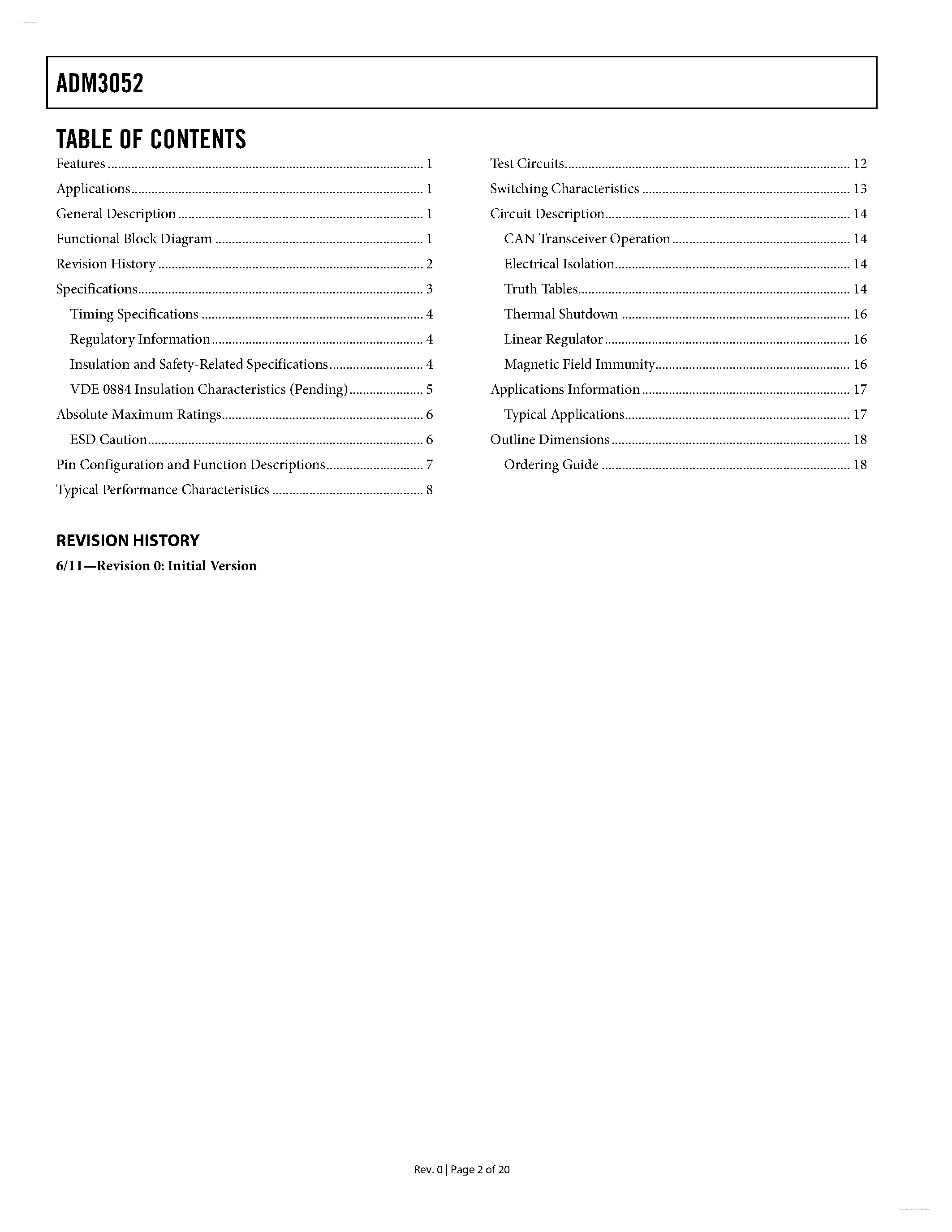 Datasheet ADM3052 - Isolated CAN Transceiver page 2