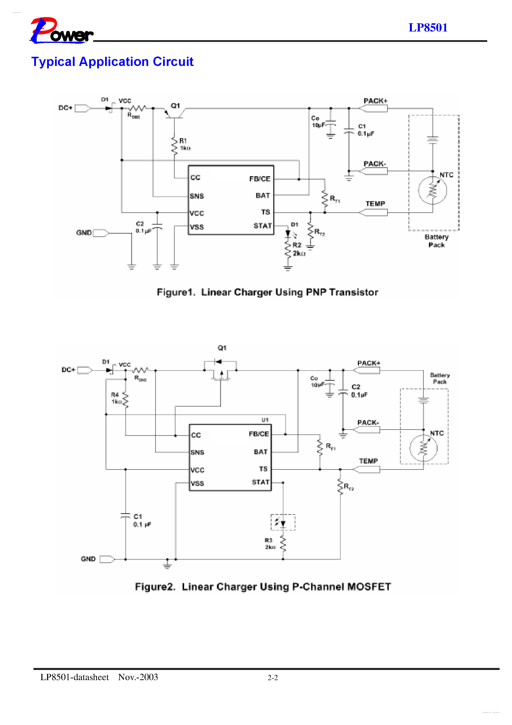 Datasheet LP8501 page 2 Datasheet LP8501 - Advanced 1A Lithium-Ion Linear Battery Charger page 2
