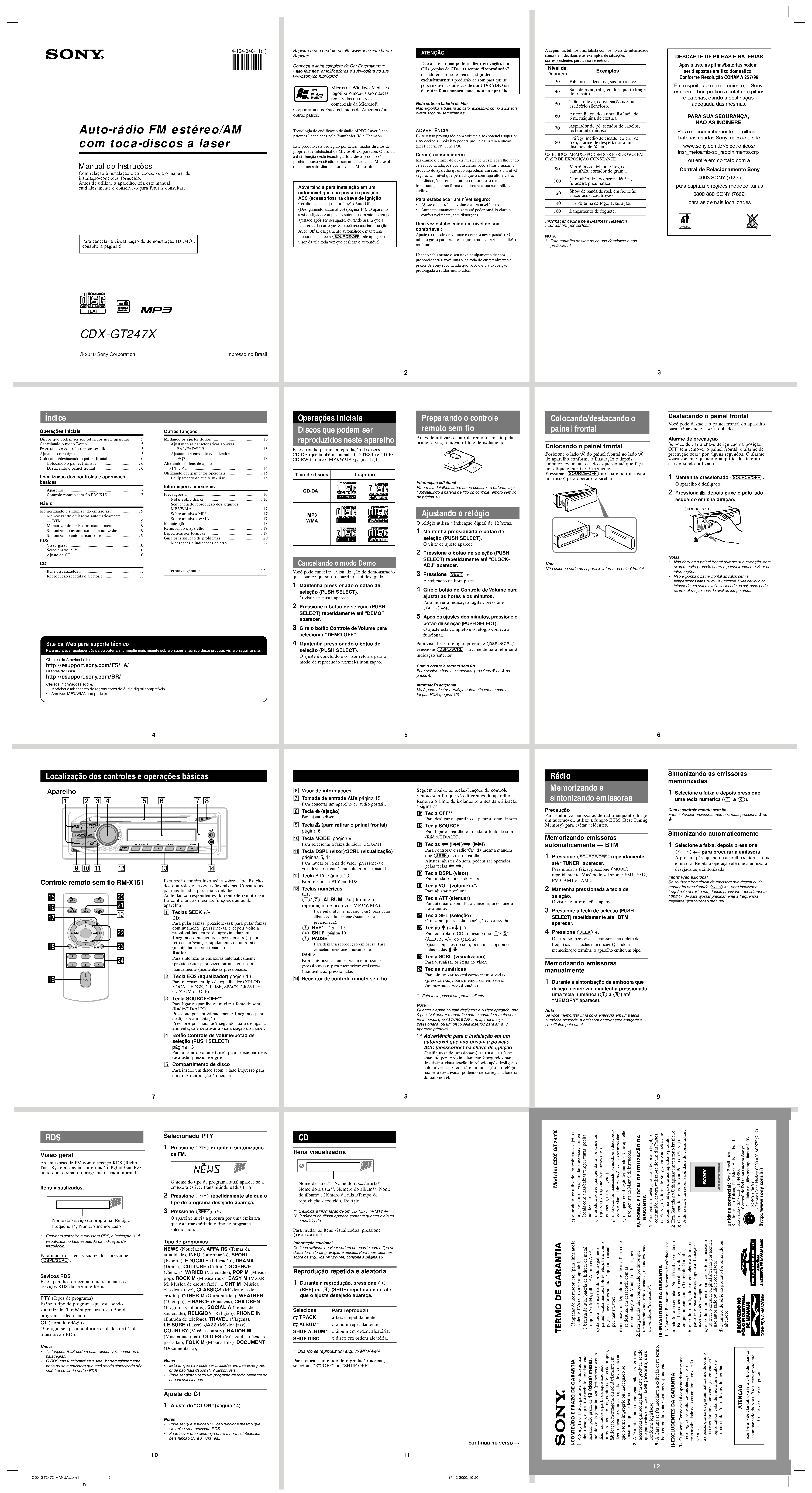 Даташит CDX-GT247X - Auto-Radio FM Stereo страница 1